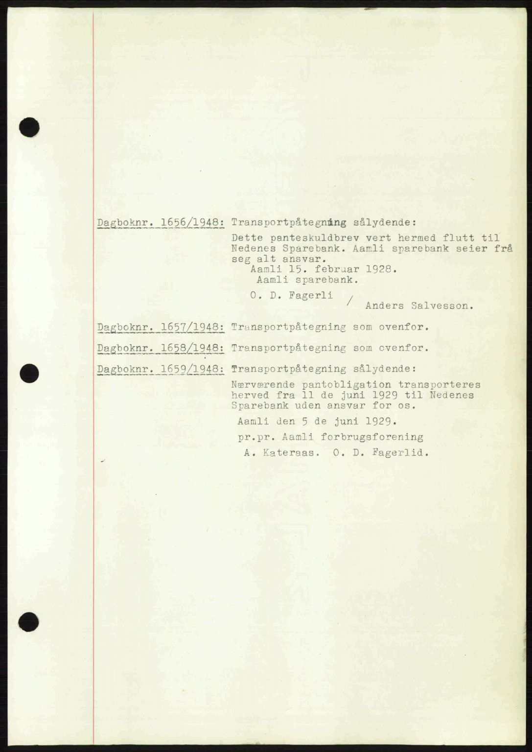 Nedenes sorenskriveri, AV/SAK-1221-0006/G/Gb/Gba/L0060: Pantebok nr. A12, 1948-1949, Dagboknr: 1656/1948