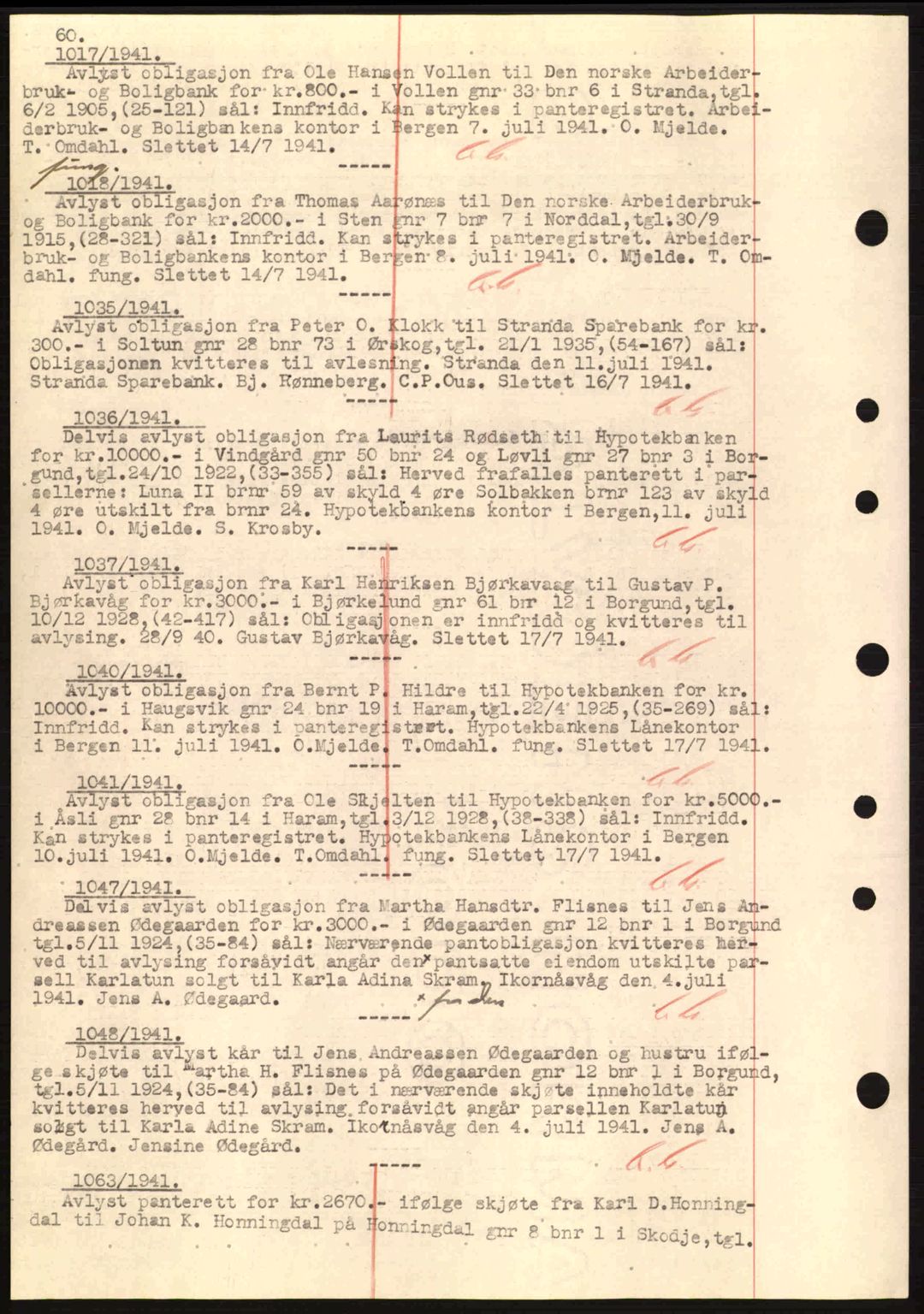 Nordre Sunnmøre sorenskriveri, SAT/A-0006/1/2/2C/2Ca: Pantebok nr. B1-6, 1938-1942, Dagboknr: 1017/1941