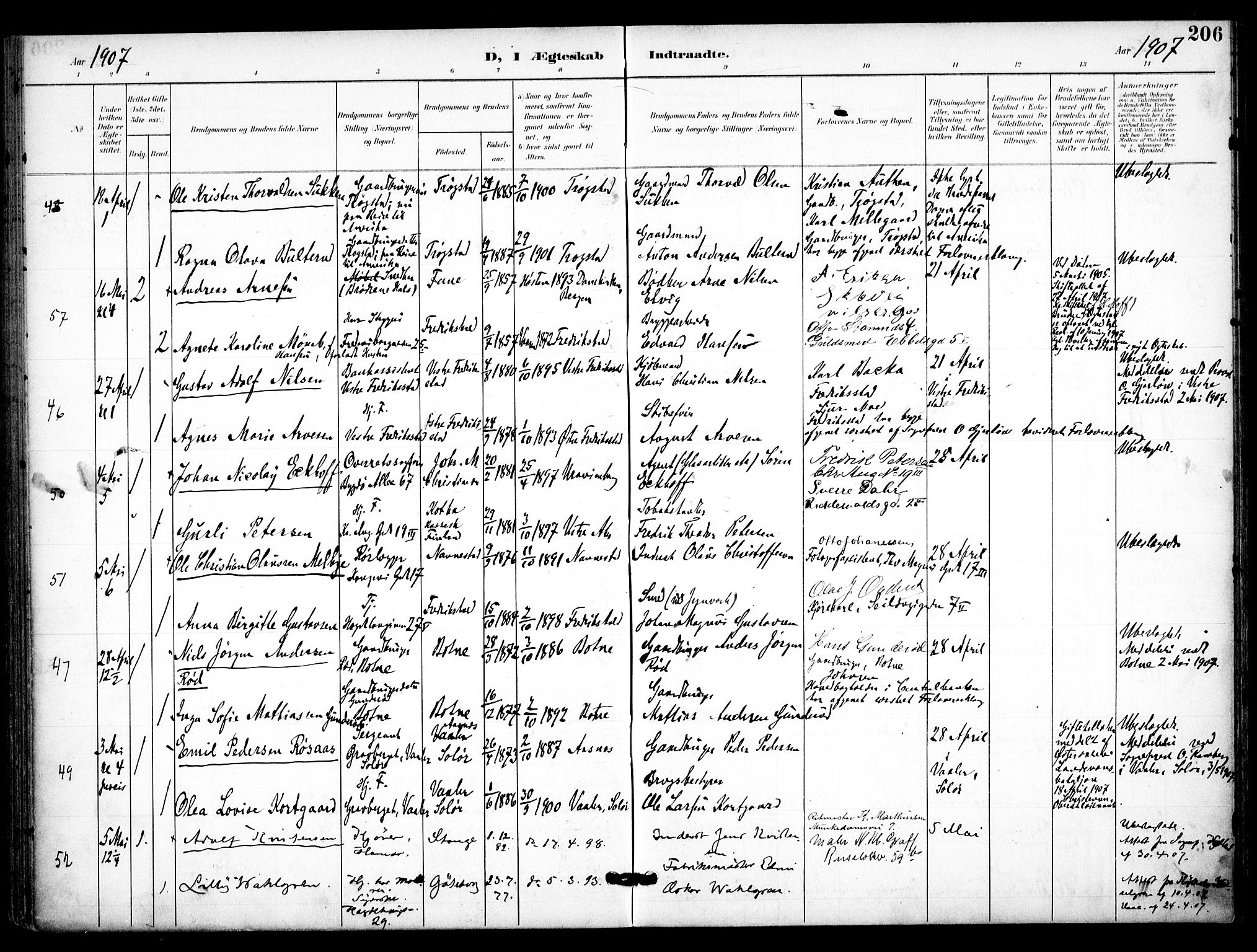 Trefoldighet prestekontor Kirkebøker, AV/SAO-A-10882/F/Fc/L0005: Ministerialbok nr. III 5, 1900-1908, s. 206