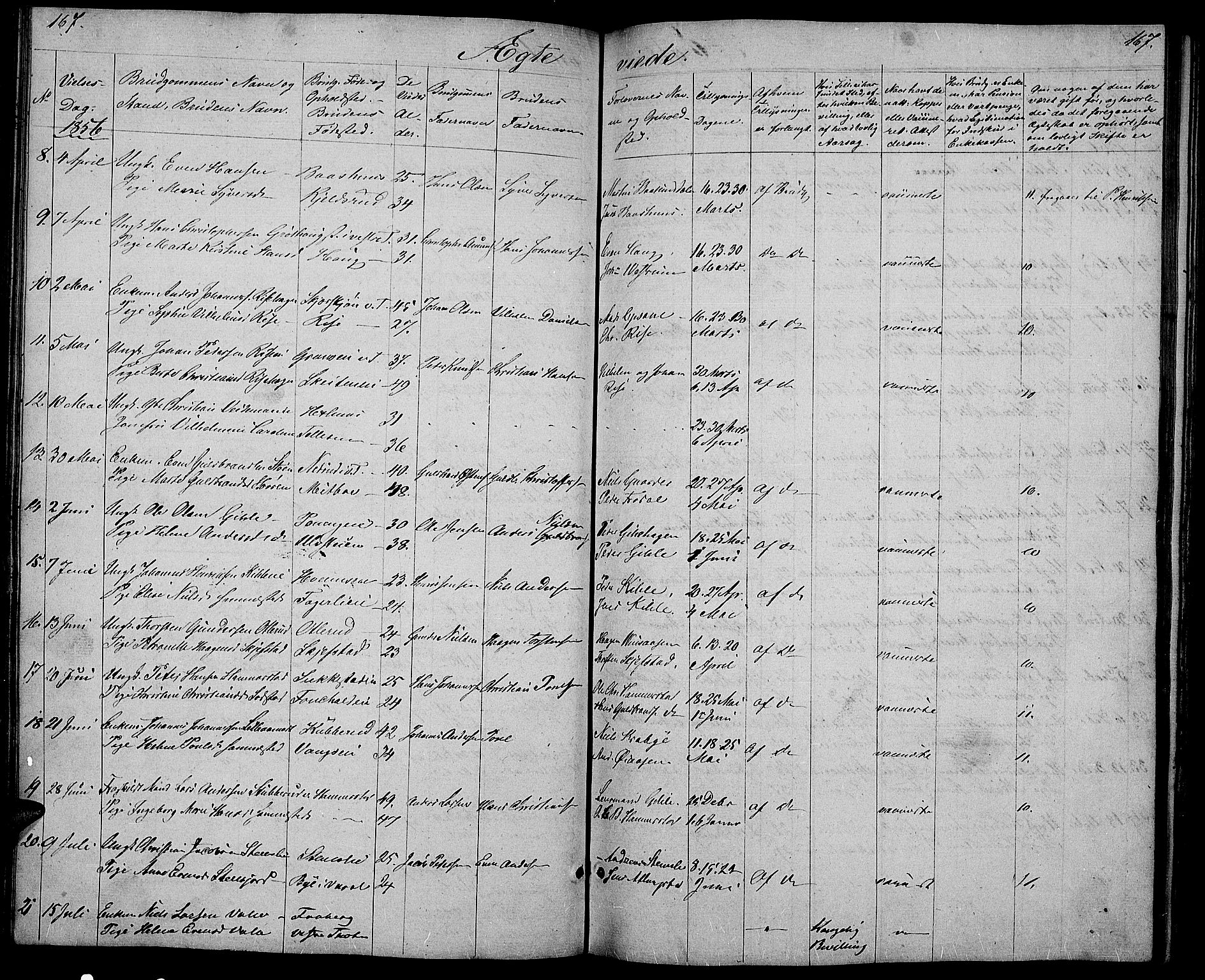 Østre Toten prestekontor, AV/SAH-PREST-104/H/Ha/Hab/L0003: Klokkerbok nr. 3, 1848-1857, s. 167