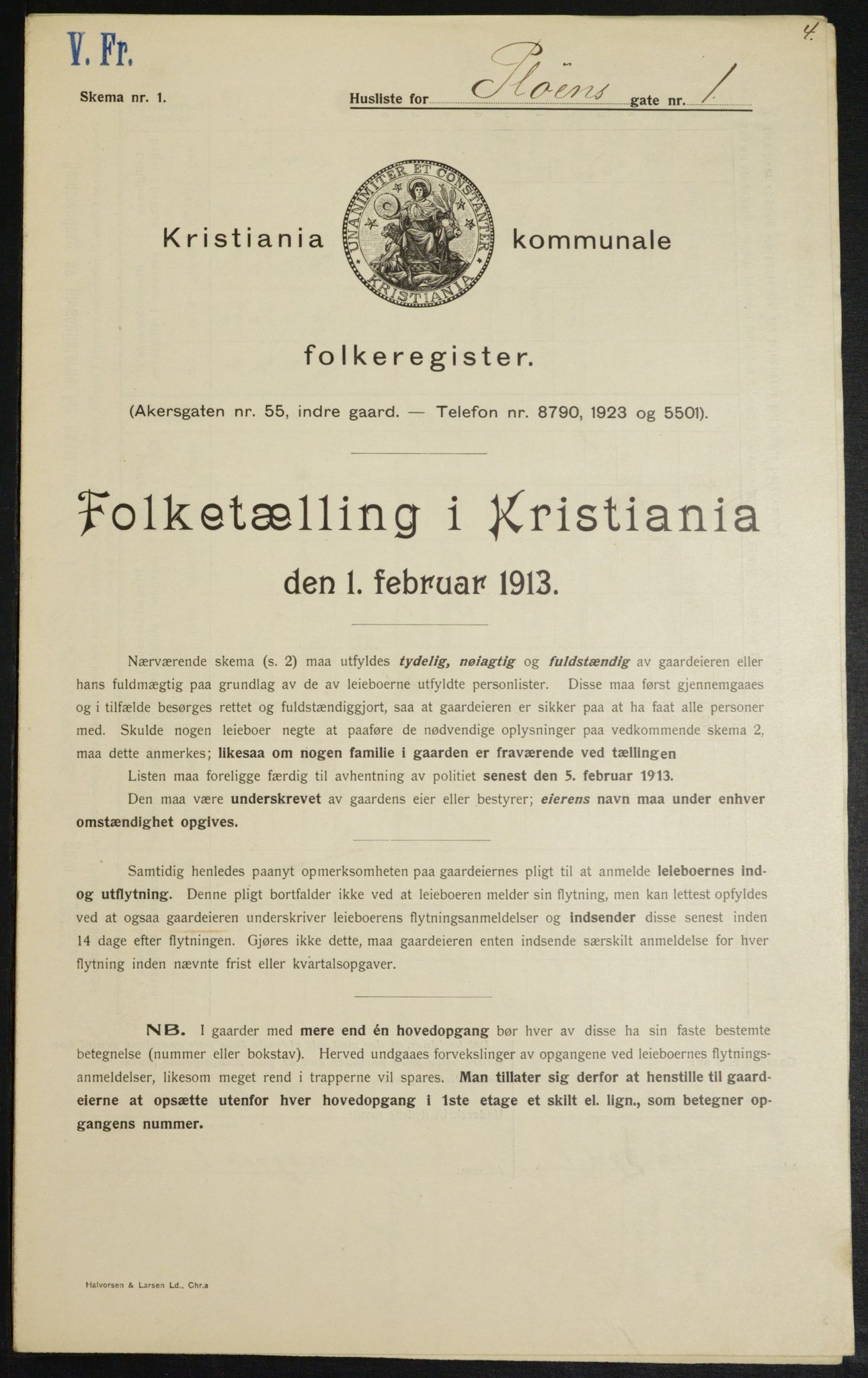OBA, Kommunal folketelling 1.2.1913 for Kristiania, 1913, s. 81016