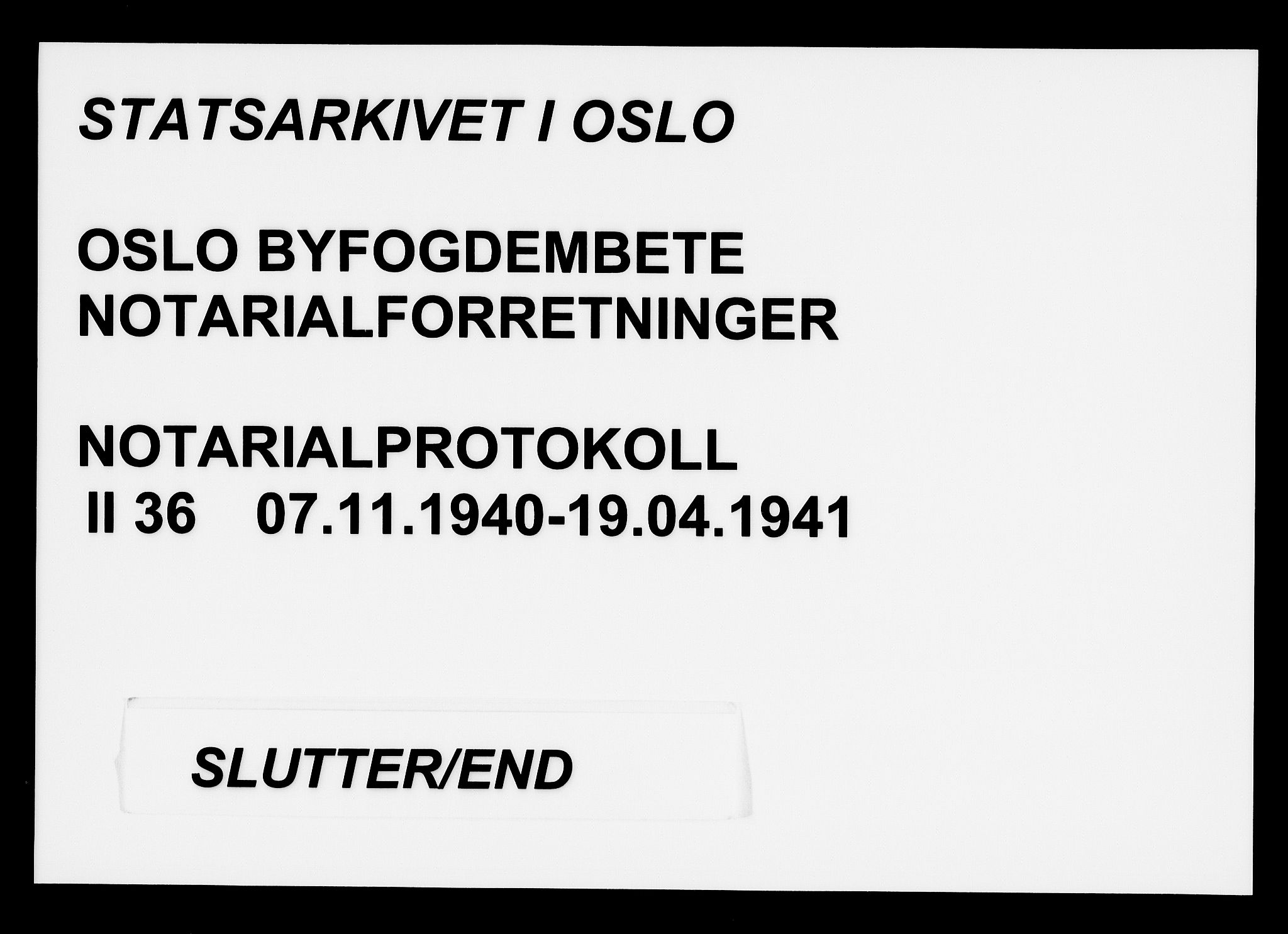 Oslo byfogd avd. I, SAO/A-10220/L/Lb/Lbb/L0036: Notarialprotokoll, rekke II: Vigsler, 1940-1941