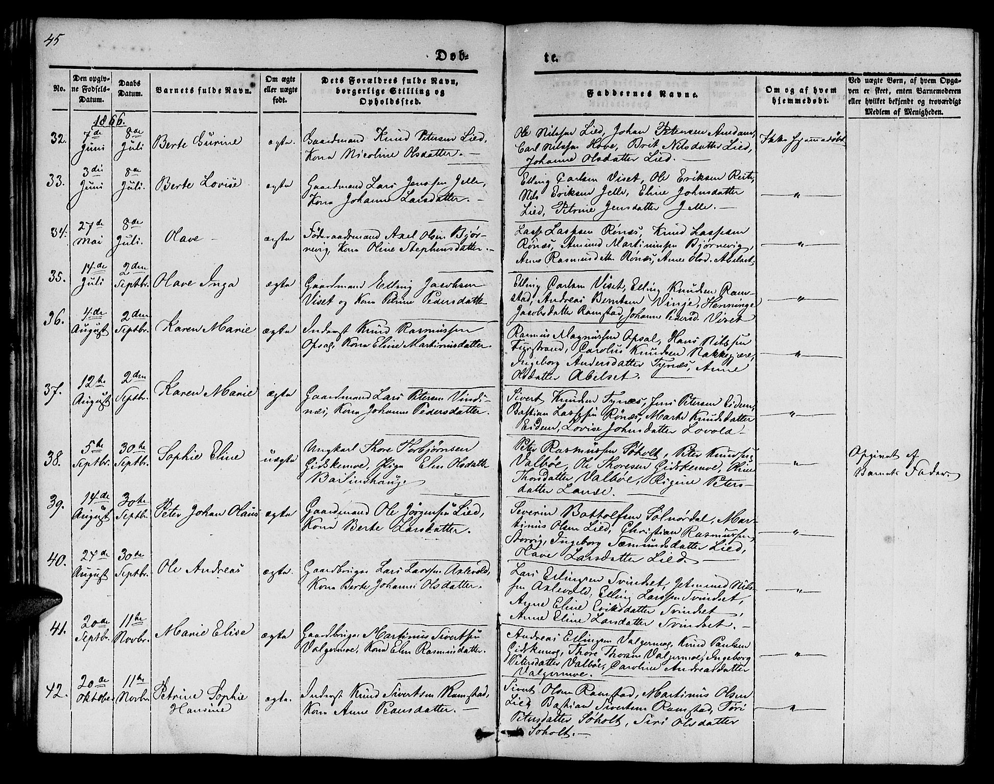 Ministerialprotokoller, klokkerbøker og fødselsregistre - Møre og Romsdal, SAT/A-1454/522/L0324: Klokkerbok nr. 522C03, 1854-1871, s. 45