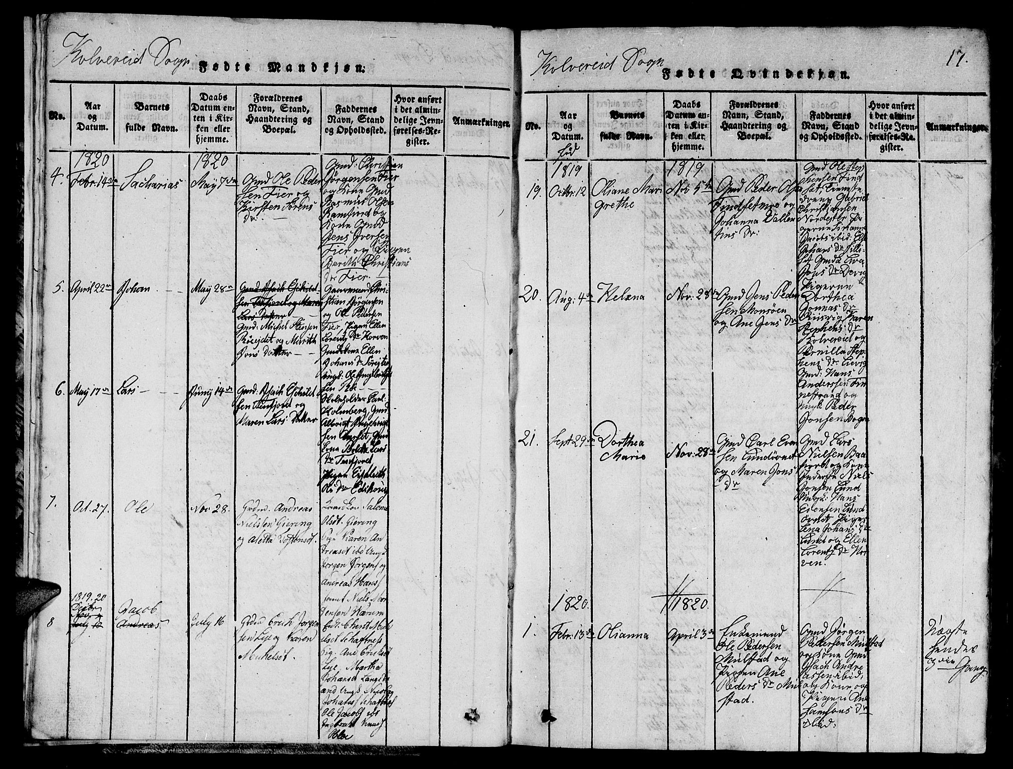 Ministerialprotokoller, klokkerbøker og fødselsregistre - Nord-Trøndelag, SAT/A-1458/780/L0648: Klokkerbok nr. 780C01 /1, 1815-1870, s. 17