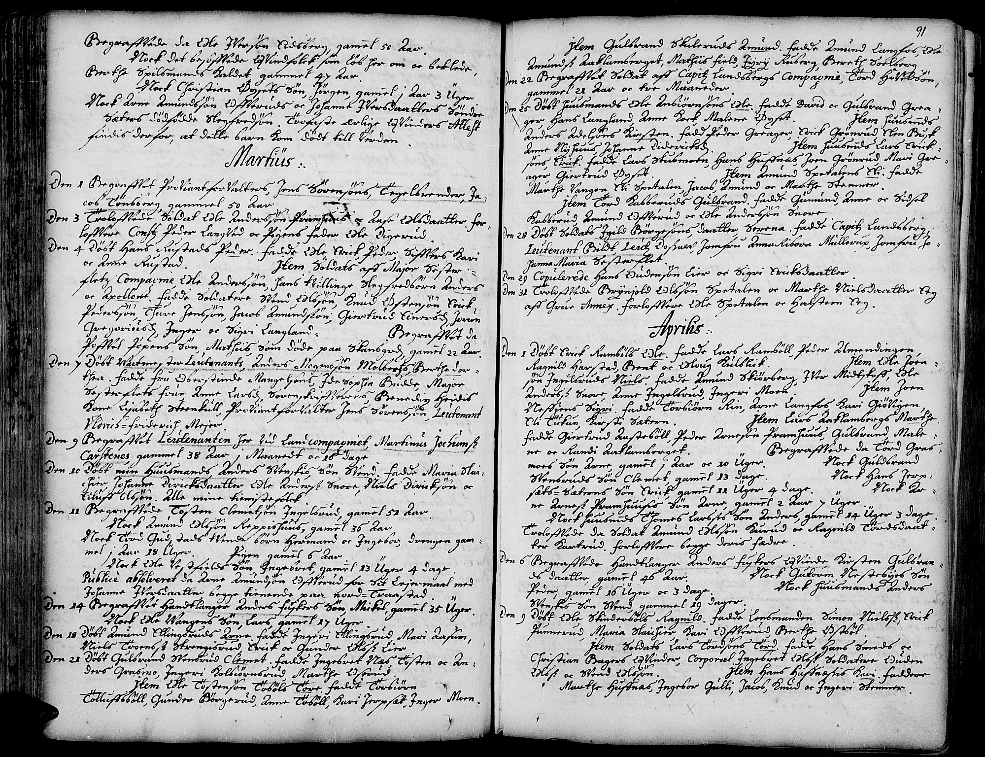 Vinger prestekontor, AV/SAH-PREST-024/H/Ha/Haa/L0001: Ministerialbok nr. 1, 1689-1729, s. 91