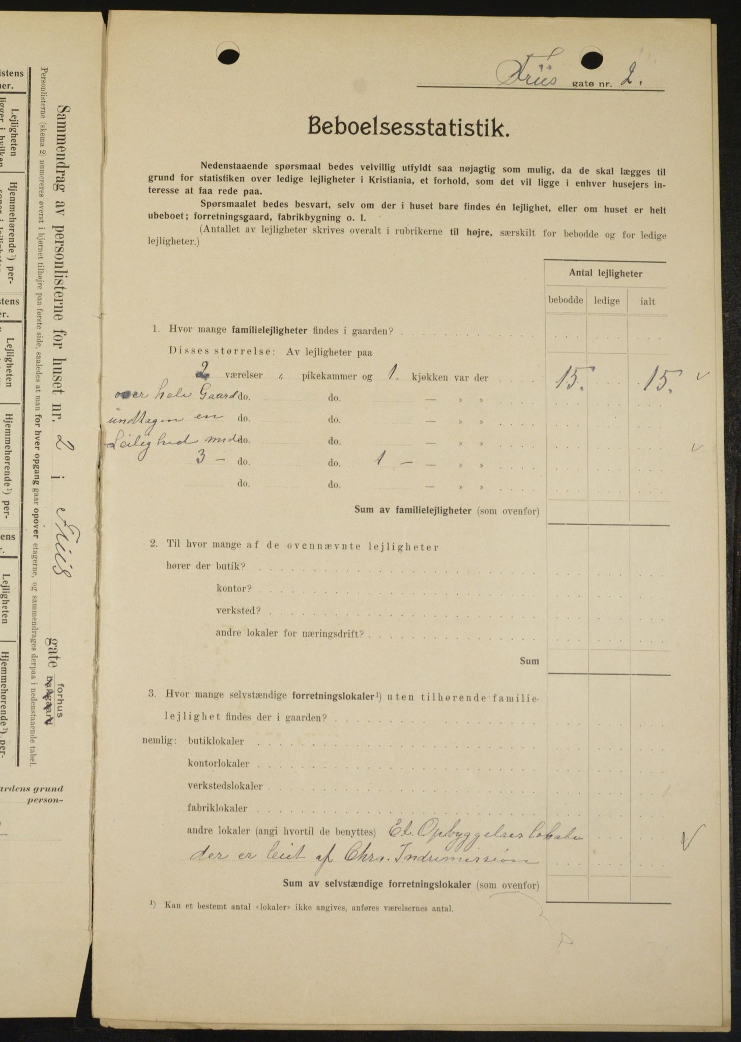 OBA, Kommunal folketelling 1.2.1909 for Kristiania kjøpstad, 1909, s. 24390