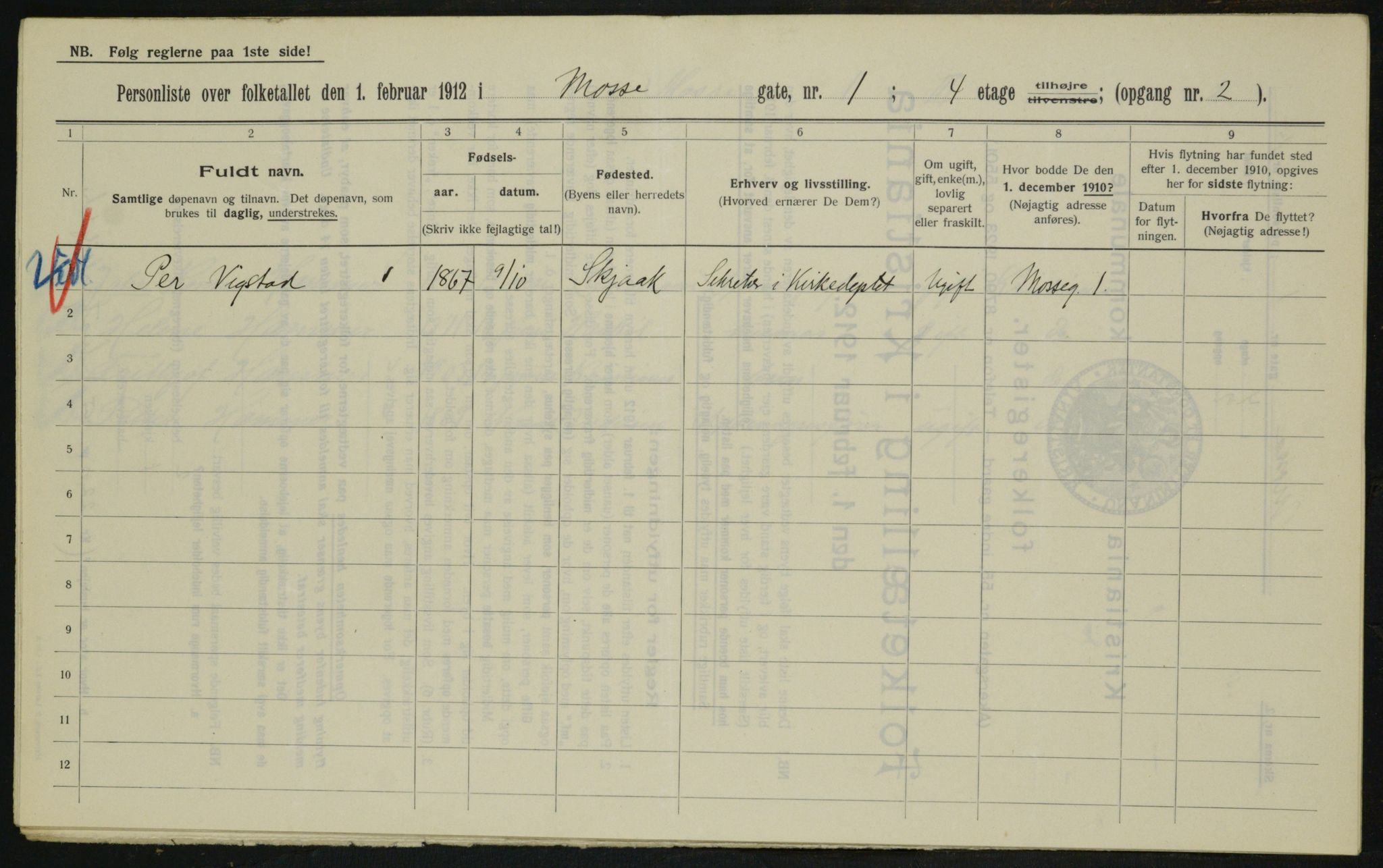 OBA, Kommunal folketelling 1.2.1912 for Kristiania, 1912, s. 66170