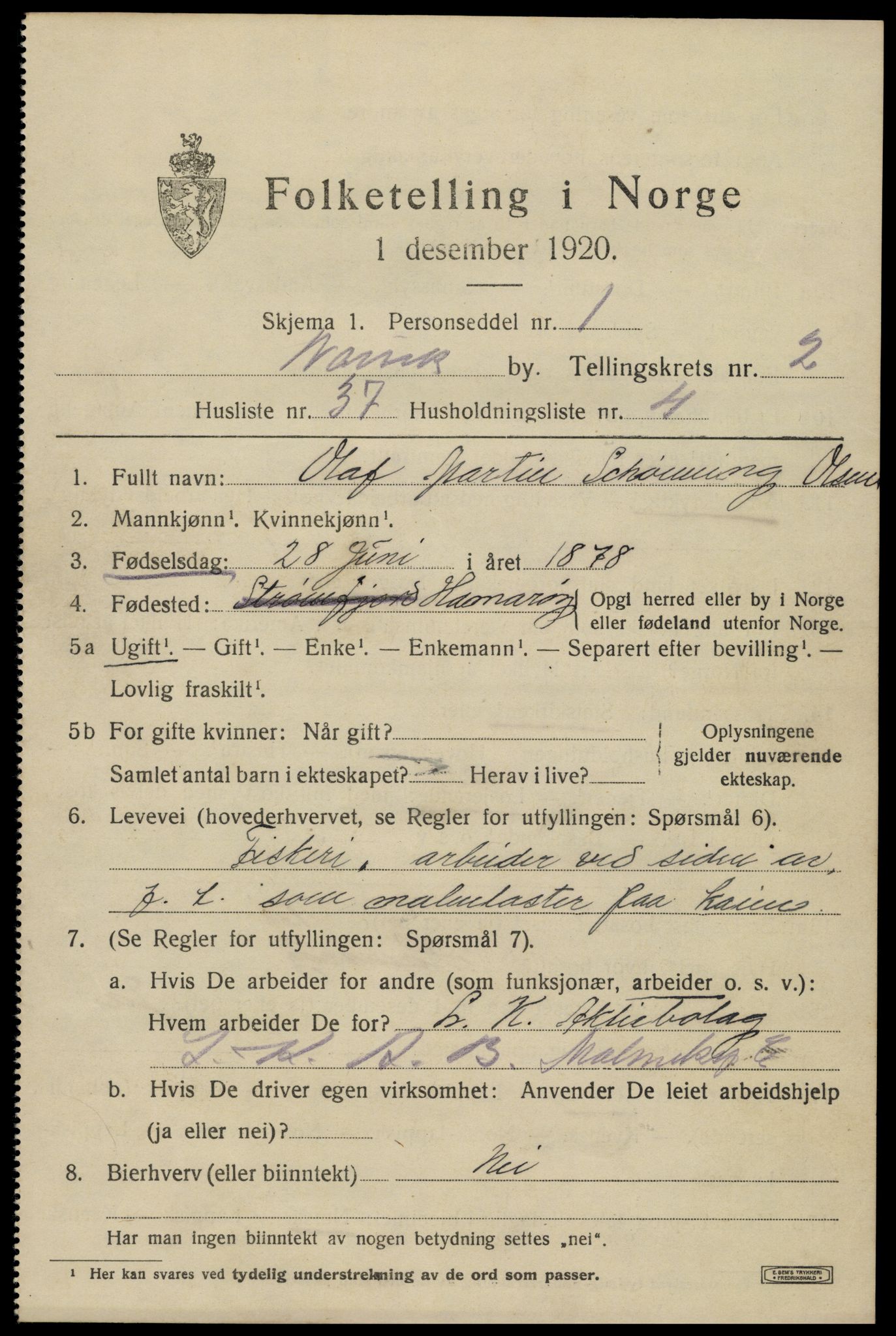 SAT, Folketelling 1920 for 1805 Narvik kjøpstad, 1920, s. 8816