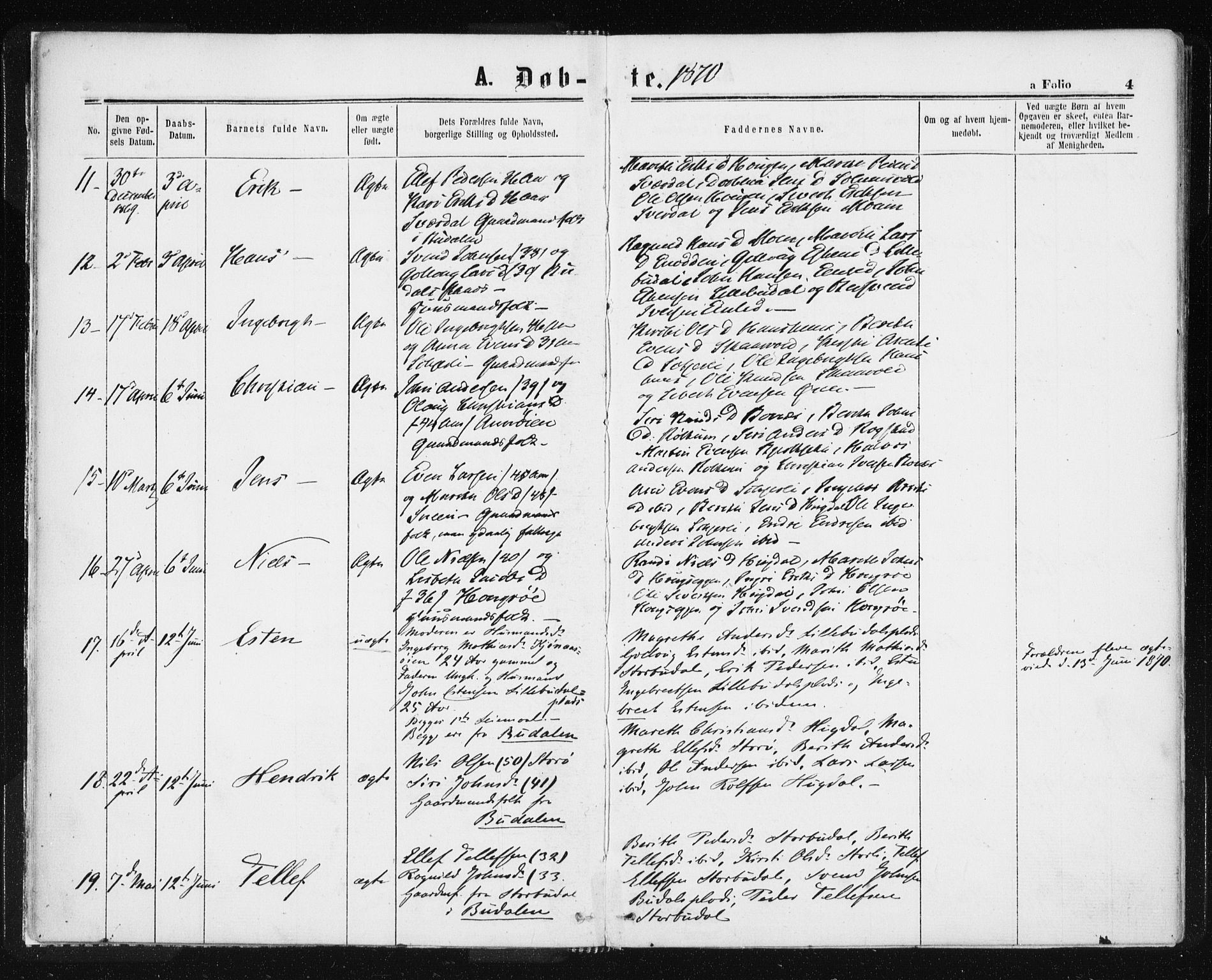 Ministerialprotokoller, klokkerbøker og fødselsregistre - Sør-Trøndelag, SAT/A-1456/687/L1001: Ministerialbok nr. 687A07, 1863-1878, s. 4