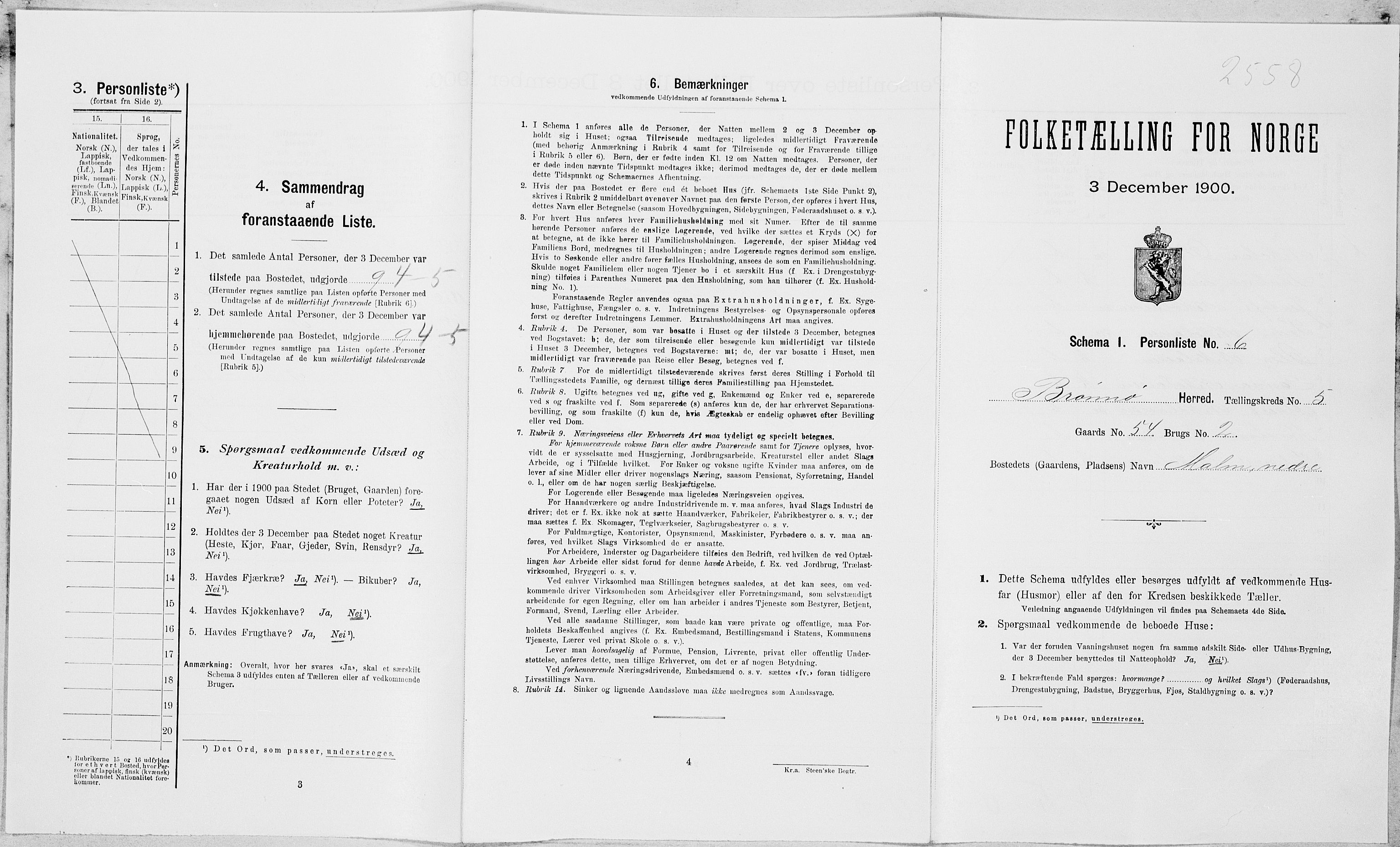 SAT, Folketelling 1900 for 1814 Brønnøy herred, 1900, s. 567