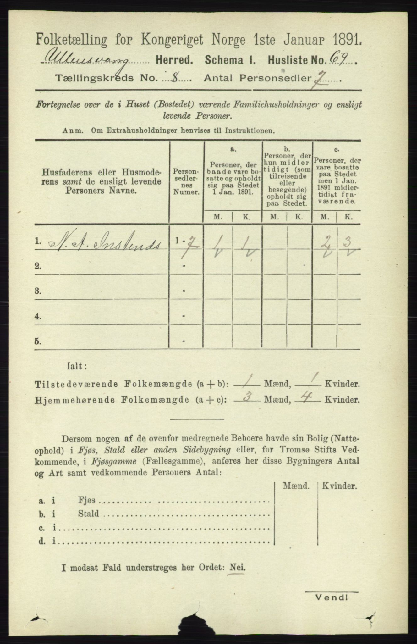 RA, Folketelling 1891 for 1230 Ullensvang herred, 1891, s. 2712