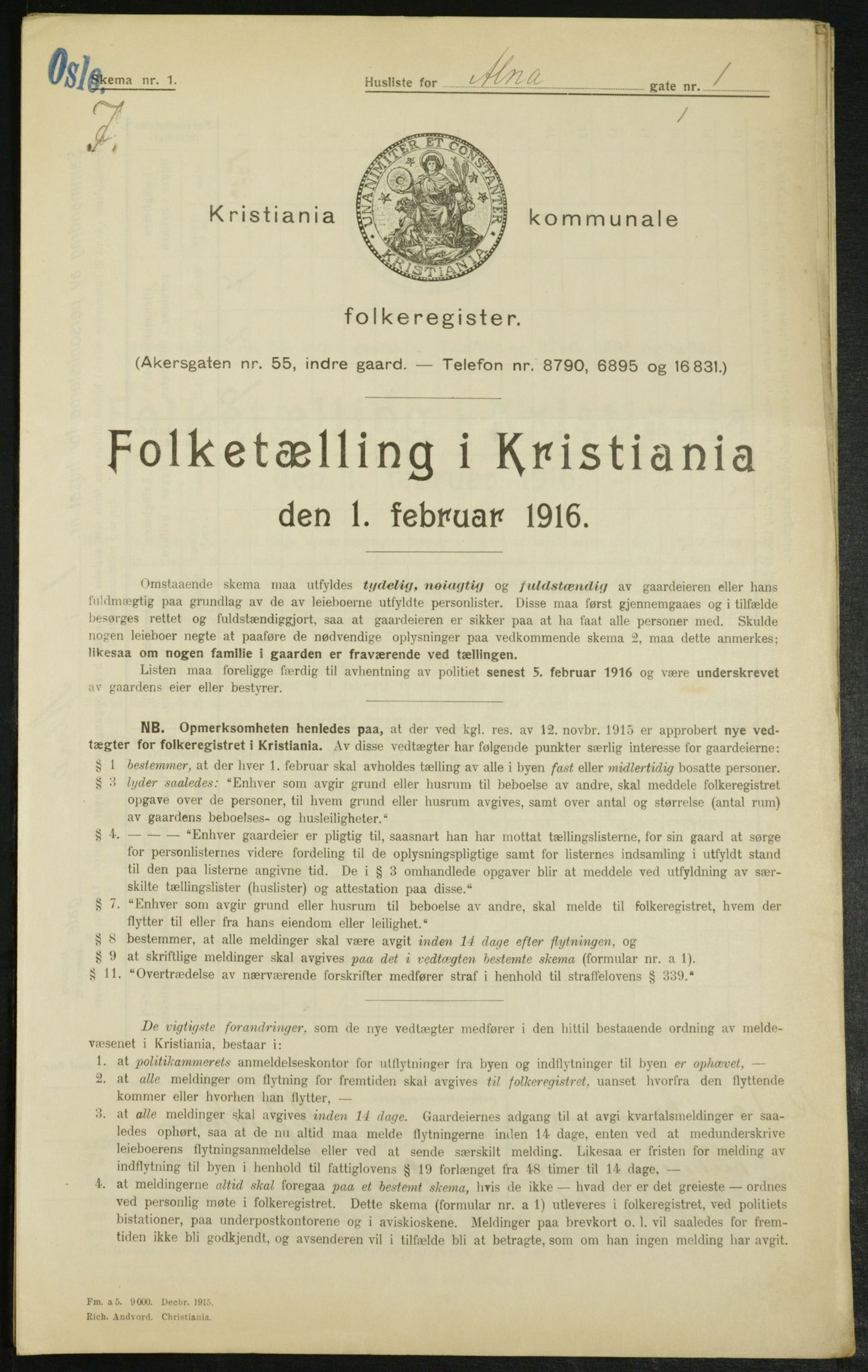 OBA, Kommunal folketelling 1.2.1916 for Kristiania, 1916, s. 1122