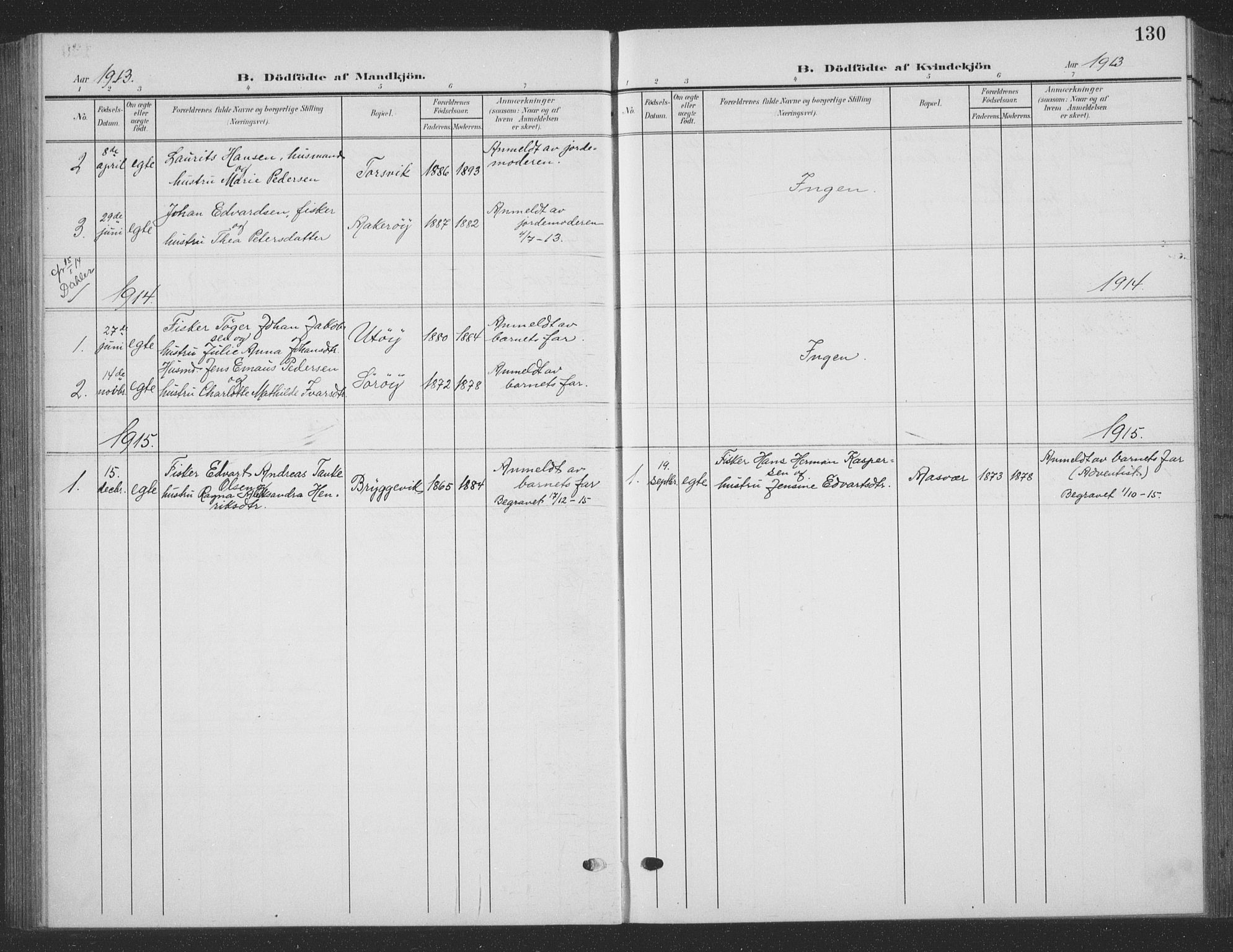 Ministerialprotokoller, klokkerbøker og fødselsregistre - Nordland, SAT/A-1459/835/L0533: Klokkerbok nr. 835C05, 1906-1939, s. 130