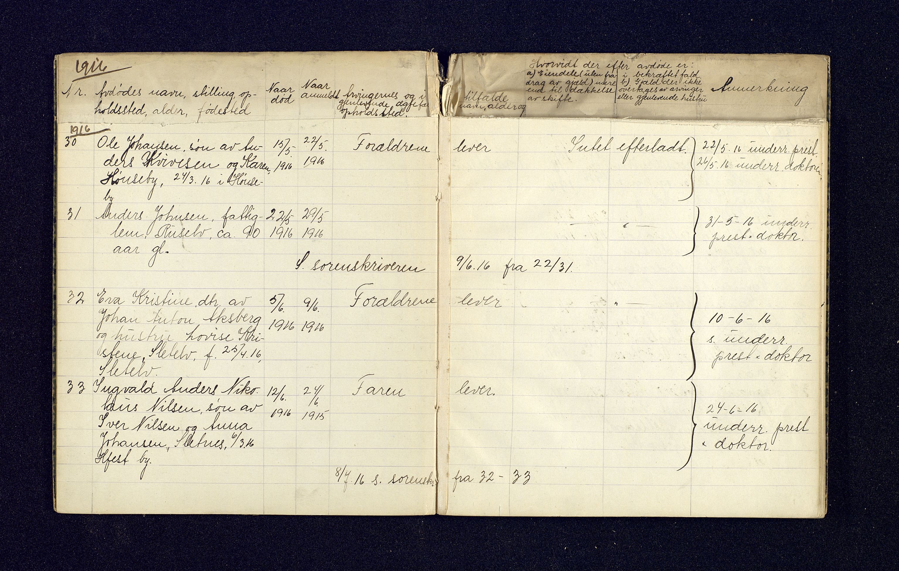 Sørøysund og Kvalsund lensmannskontor, SATØ/SATO-151/2/Ff/L0150: Dødsfallsprotokoller, 1916-1918