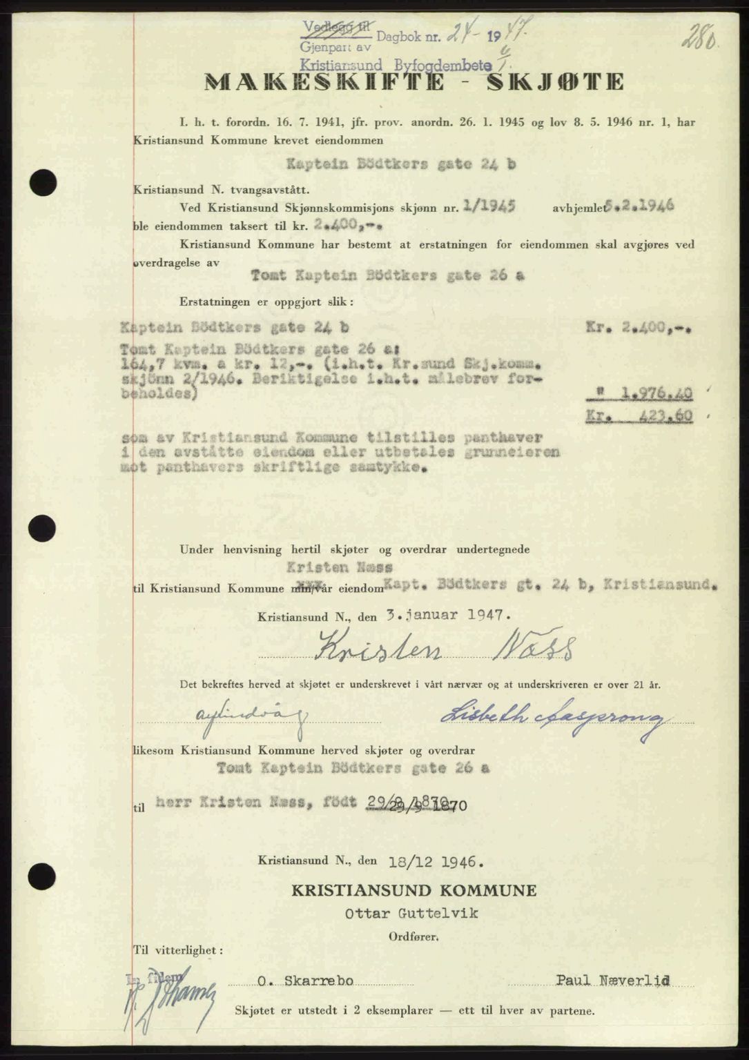 Kristiansund byfogd, AV/SAT-A-4587/A/27: Pantebok nr. 39b, 1946-1947, Dagboknr: 24/1947