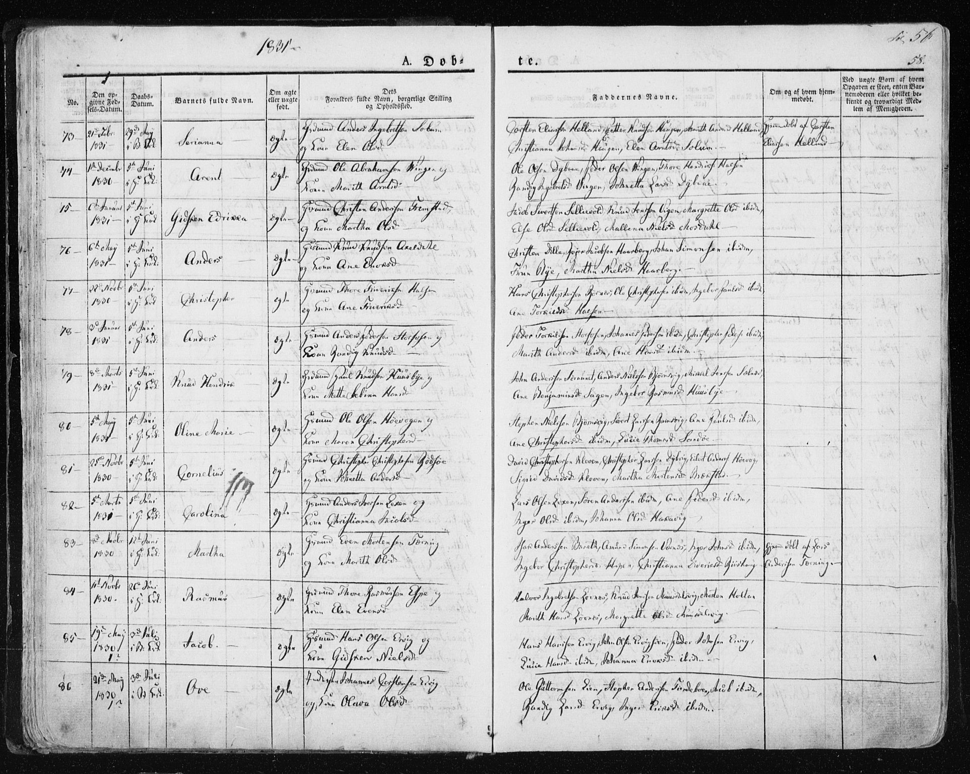 Ministerialprotokoller, klokkerbøker og fødselsregistre - Sør-Trøndelag, SAT/A-1456/659/L0735: Ministerialbok nr. 659A05, 1826-1841, s. 56
