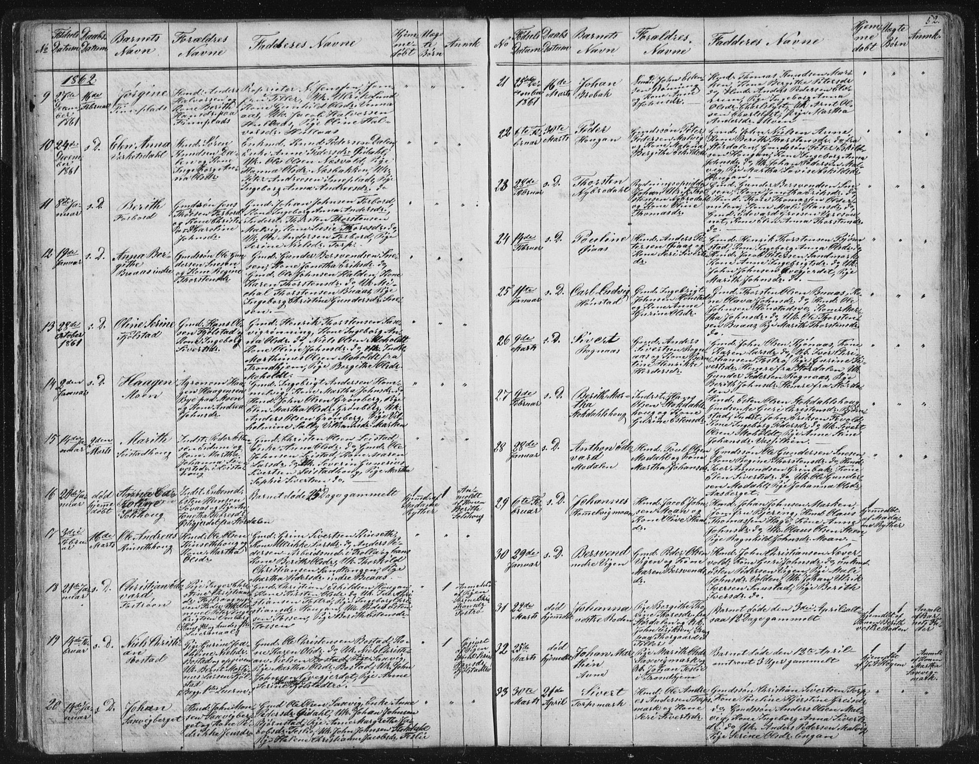 Ministerialprotokoller, klokkerbøker og fødselsregistre - Sør-Trøndelag, SAT/A-1456/616/L0406: Ministerialbok nr. 616A03, 1843-1879, s. 52