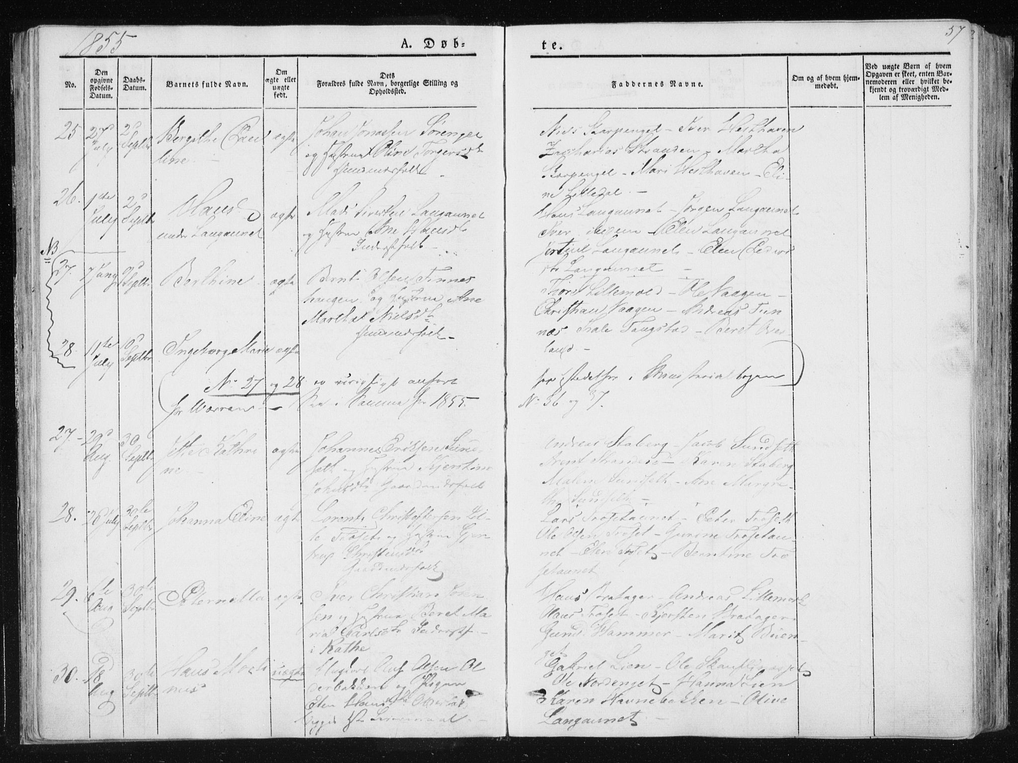 Ministerialprotokoller, klokkerbøker og fødselsregistre - Nord-Trøndelag, SAT/A-1458/733/L0323: Ministerialbok nr. 733A02, 1843-1870, s. 57