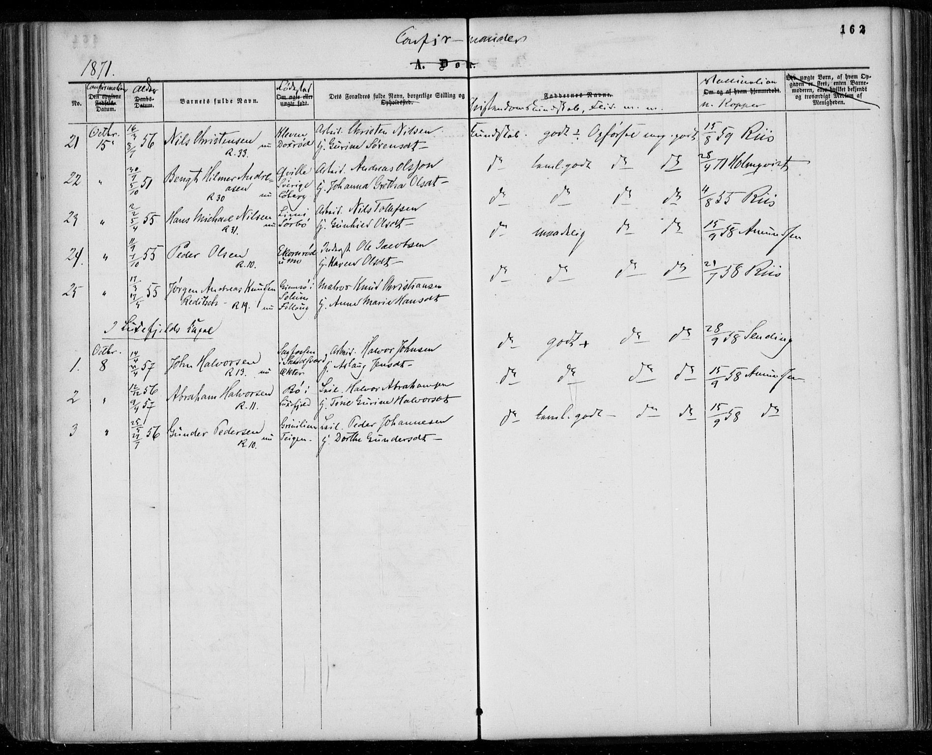 Gjerpen kirkebøker, AV/SAKO-A-265/F/Fa/L0008a: Ministerialbok nr. I 8A, 1857-1871, s. 162