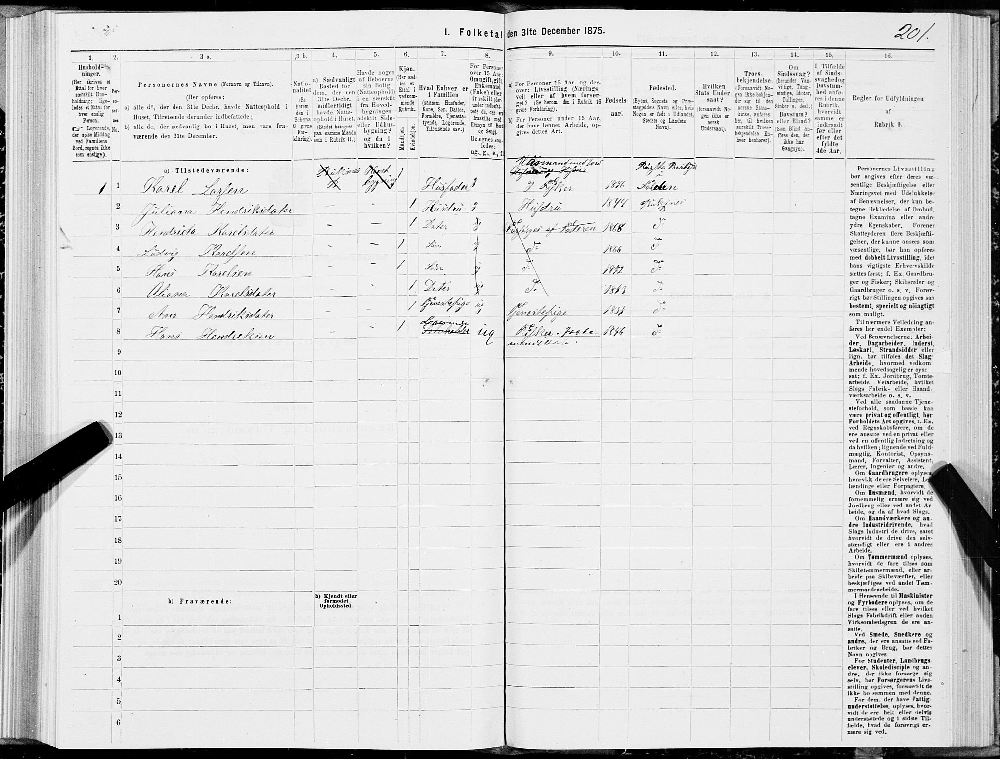 SAT, Folketelling 1875 for 1860P Buksnes prestegjeld, 1875, s. 2201