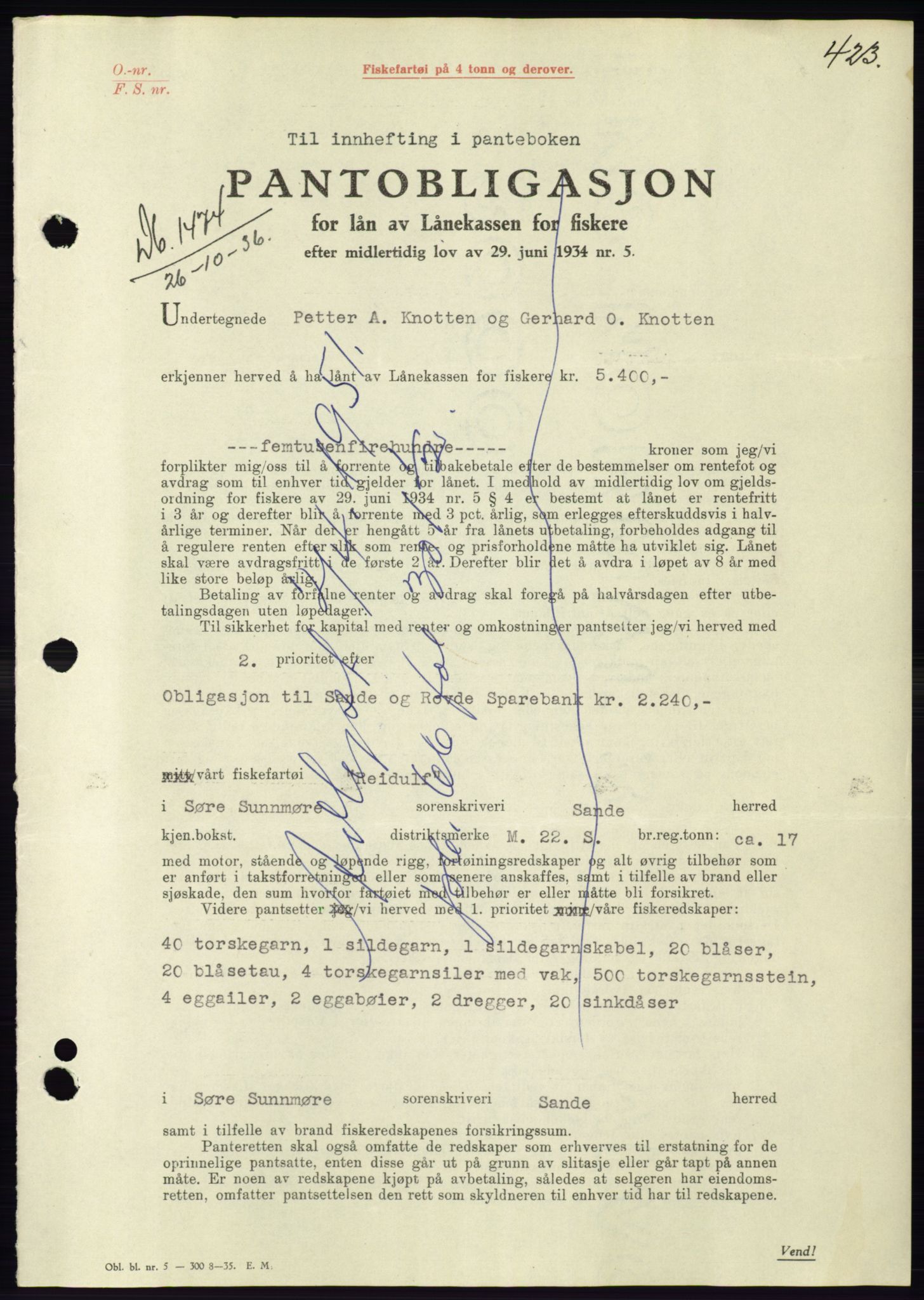 Søre Sunnmøre sorenskriveri, AV/SAT-A-4122/1/2/2C/L0061: Pantebok nr. 55, 1936-1936, Dagboknr: 1474/1936