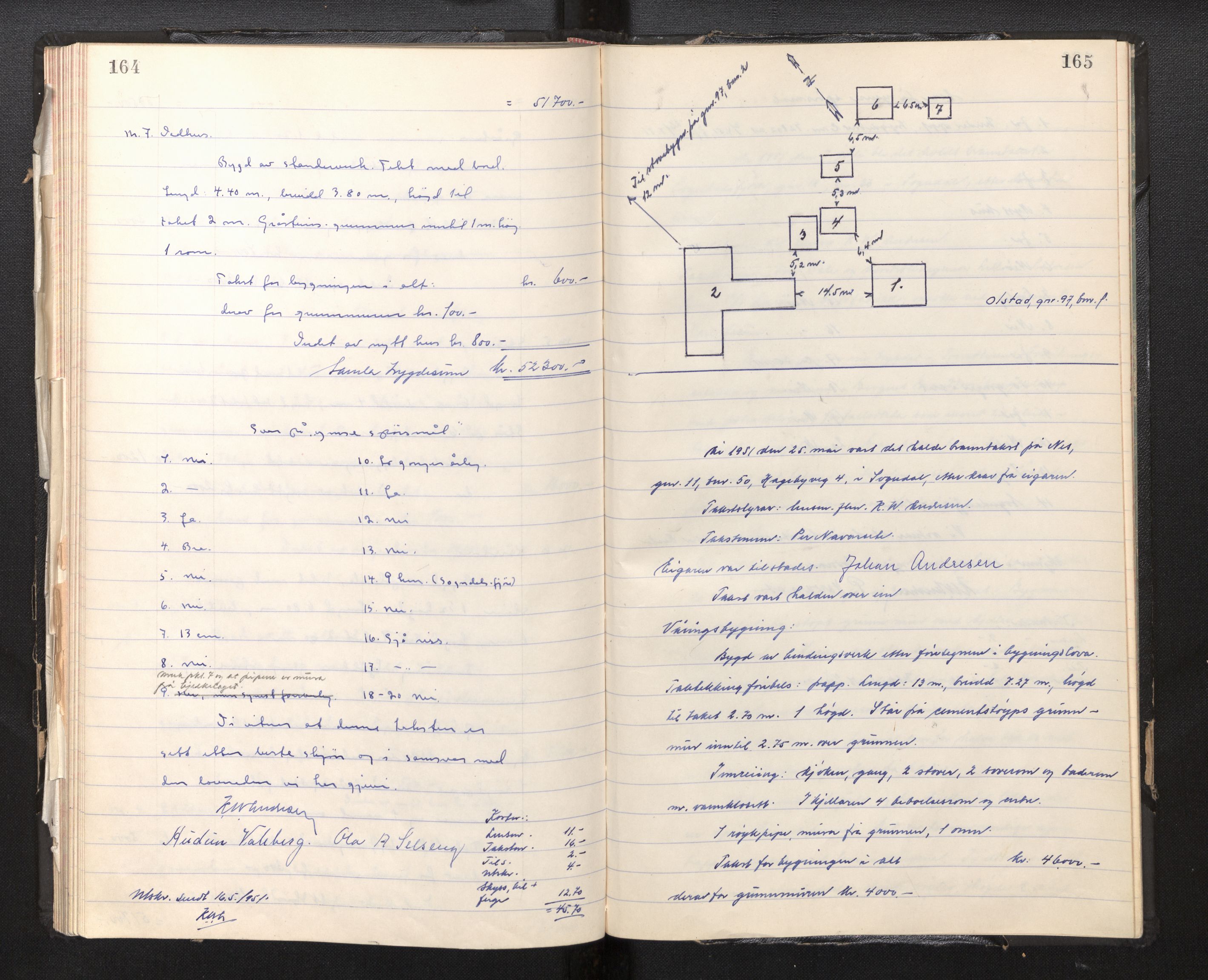 Lensmannen i Sogndal, AV/SAB-A-29901/0012/L0006: Branntakstprotokoll, 1948-1952, s. 164-165