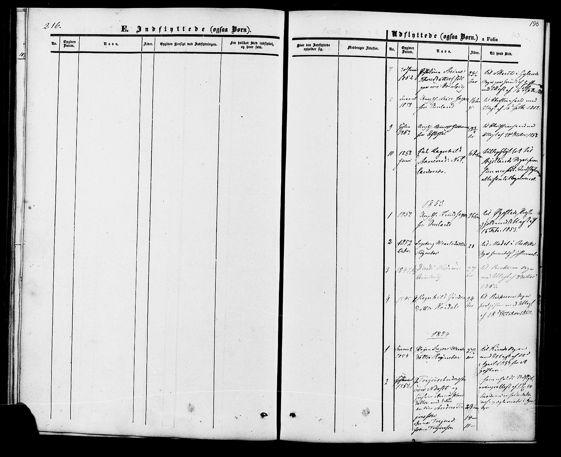 Fjotland sokneprestkontor, SAK/1111-0010/F/Fa/L0001: Ministerialbok nr. A 1, 1850-1879, s. 196