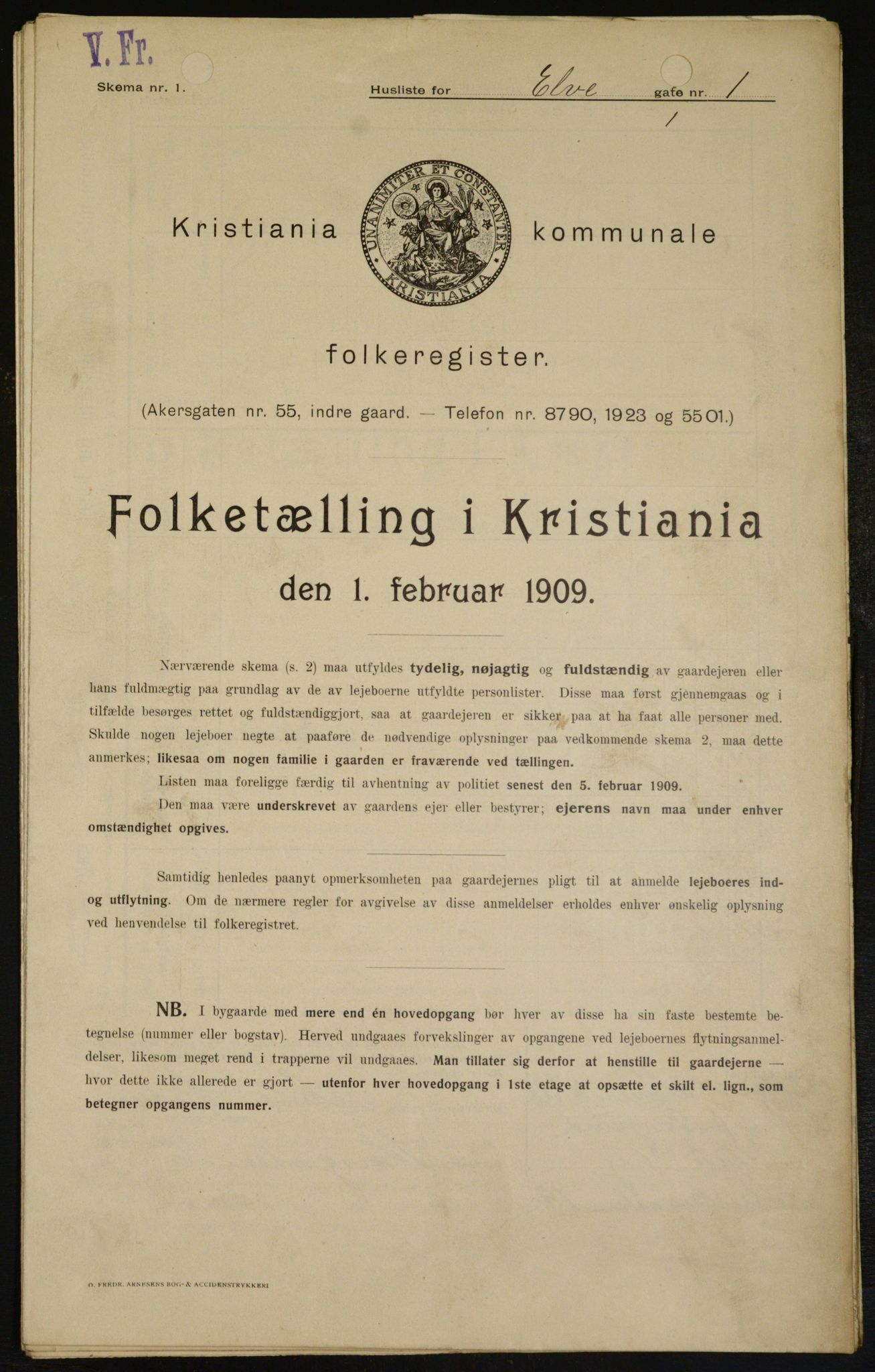 OBA, Kommunal folketelling 1.2.1909 for Kristiania kjøpstad, 1909, s. 18813