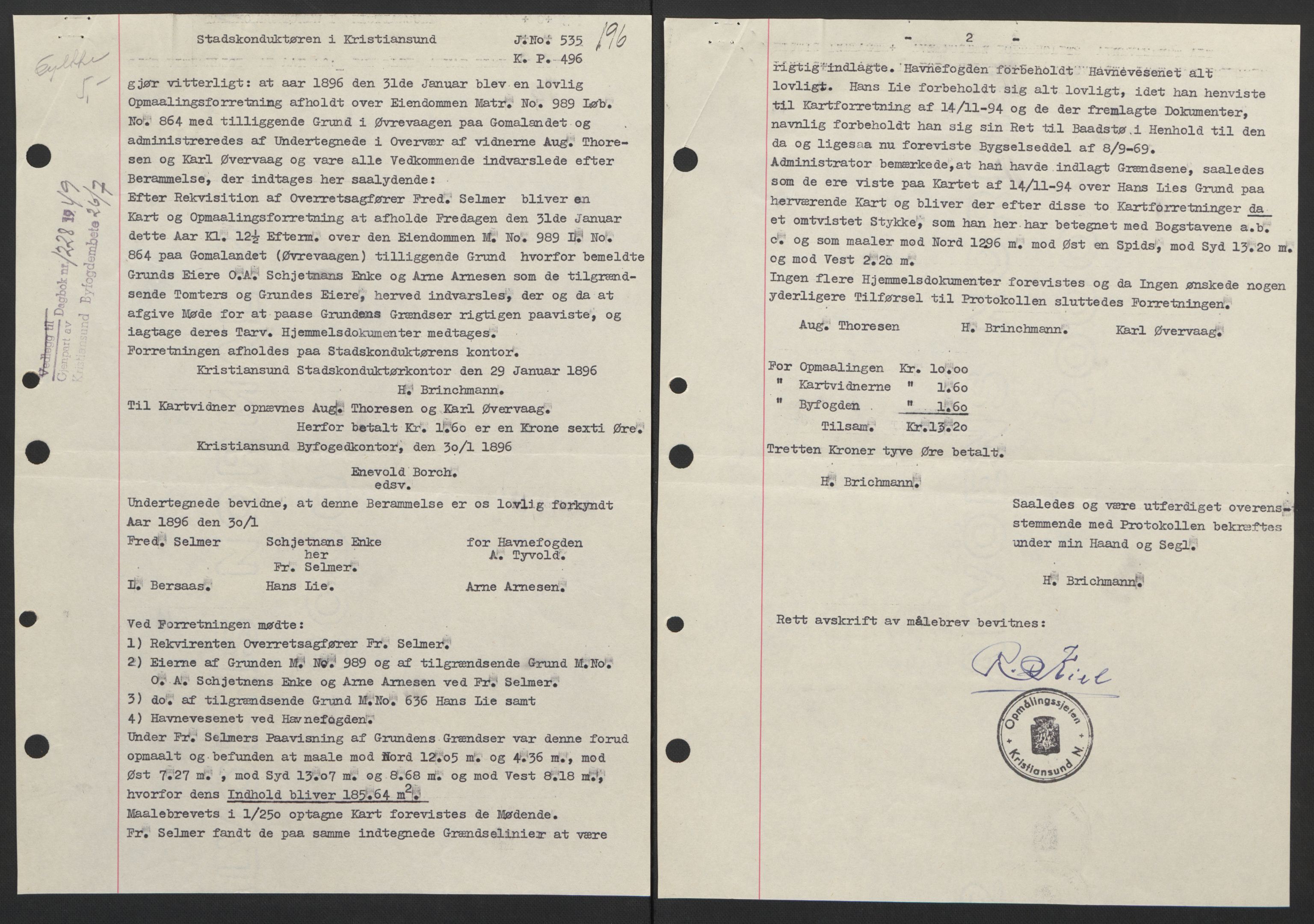 Kristiansund byfogd, AV/SAT-A-4587/A/27: Pantebok nr. 42, 1947-1950, Dagboknr: 1228/1949