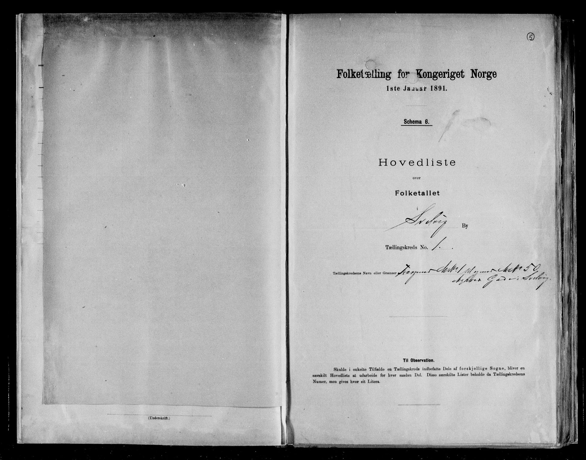RA, Folketelling 1891 for 0701 Svelvik ladested, 1891, s. 5