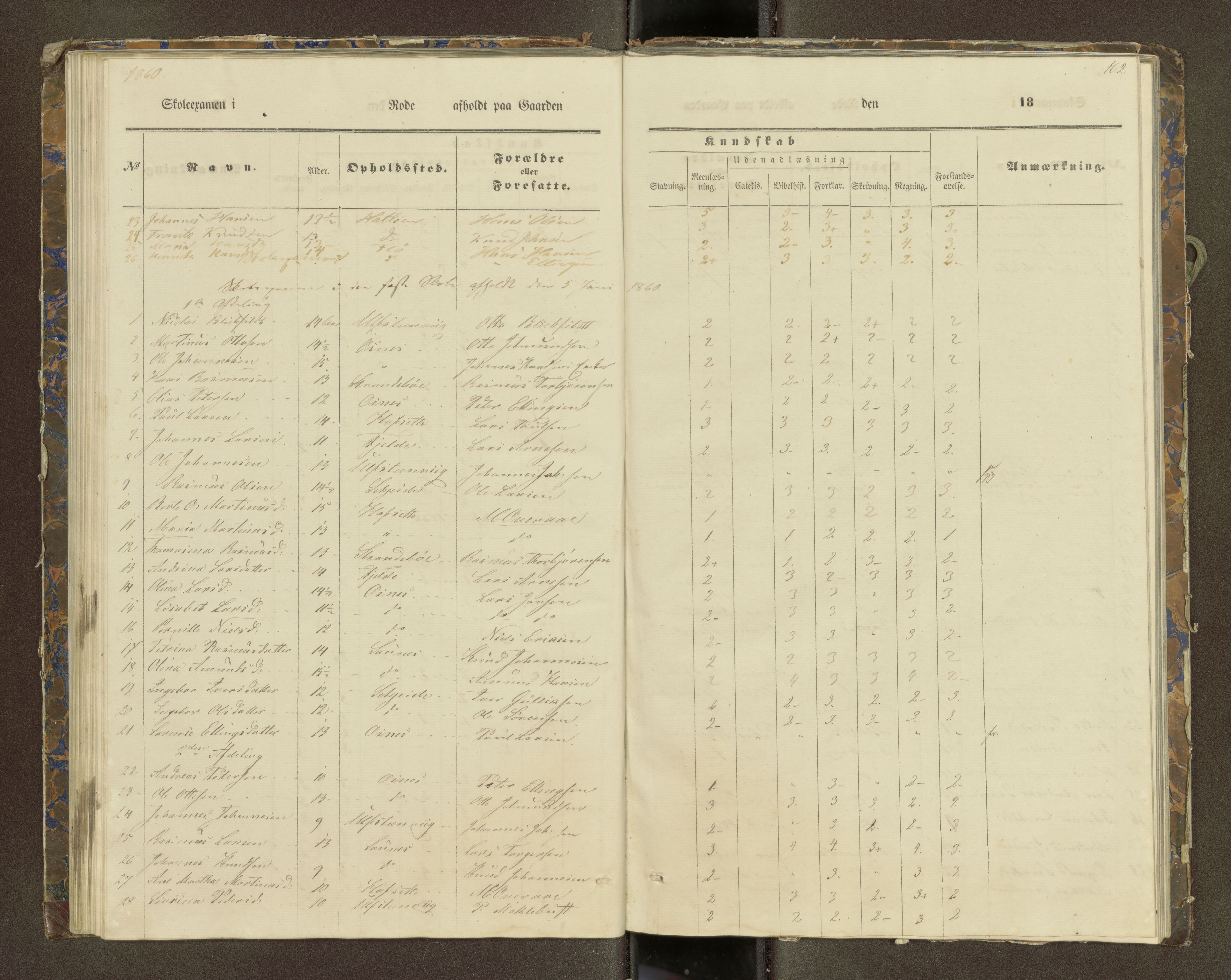 Ulstein sokneprestkontor, SAT/A-1005/1/III/III2/III2f/L0001: Skoleeksamensprotokoll, 1850-1861, s. 102