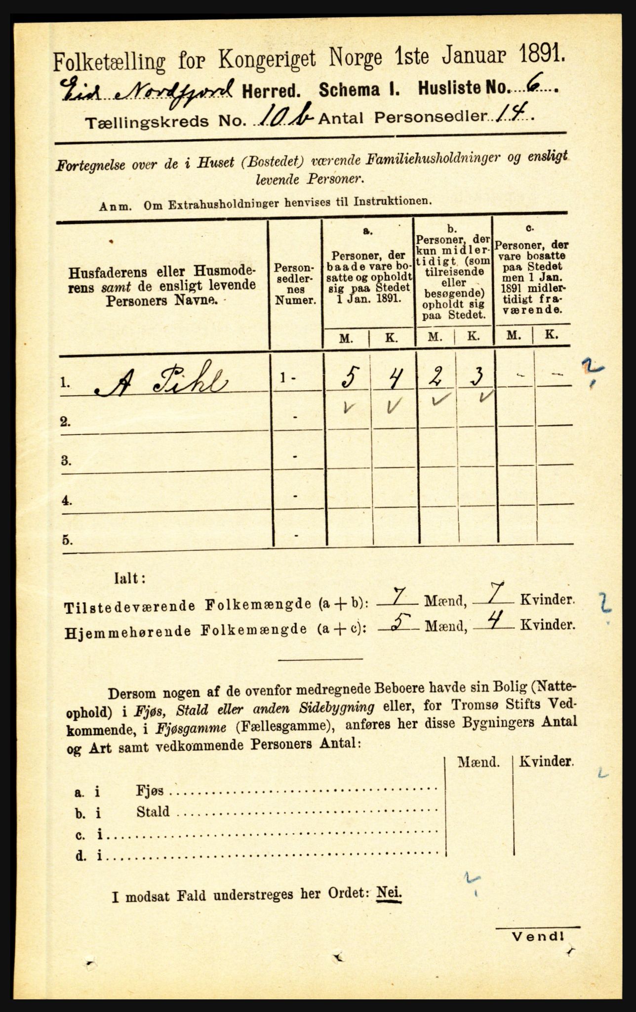 RA, Folketelling 1891 for 1443 Eid herred, 1891, s. 3302