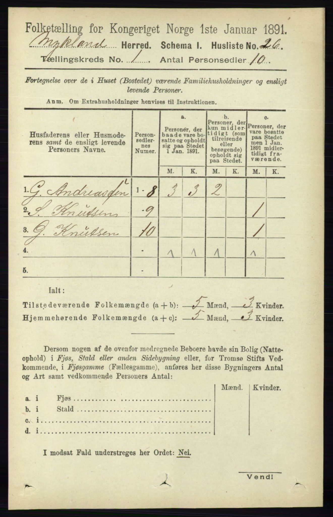 RA, Folketelling 1891 for 0932 Mykland herred, 1891, s. 37