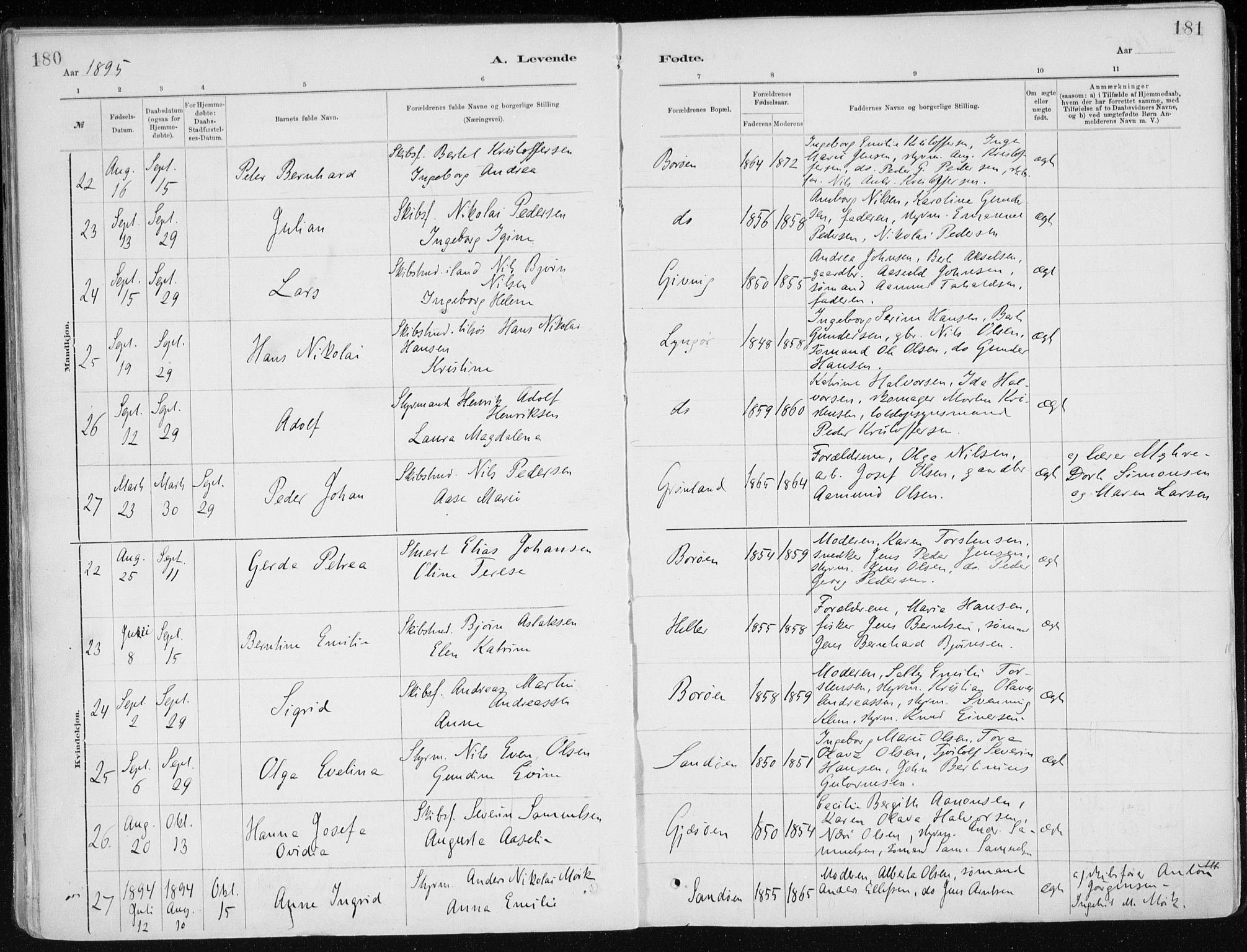 Dypvåg sokneprestkontor, AV/SAK-1111-0007/F/Fa/Faa/L0008: Ministerialbok nr. A 8, 1885-1906, s. 180-181
