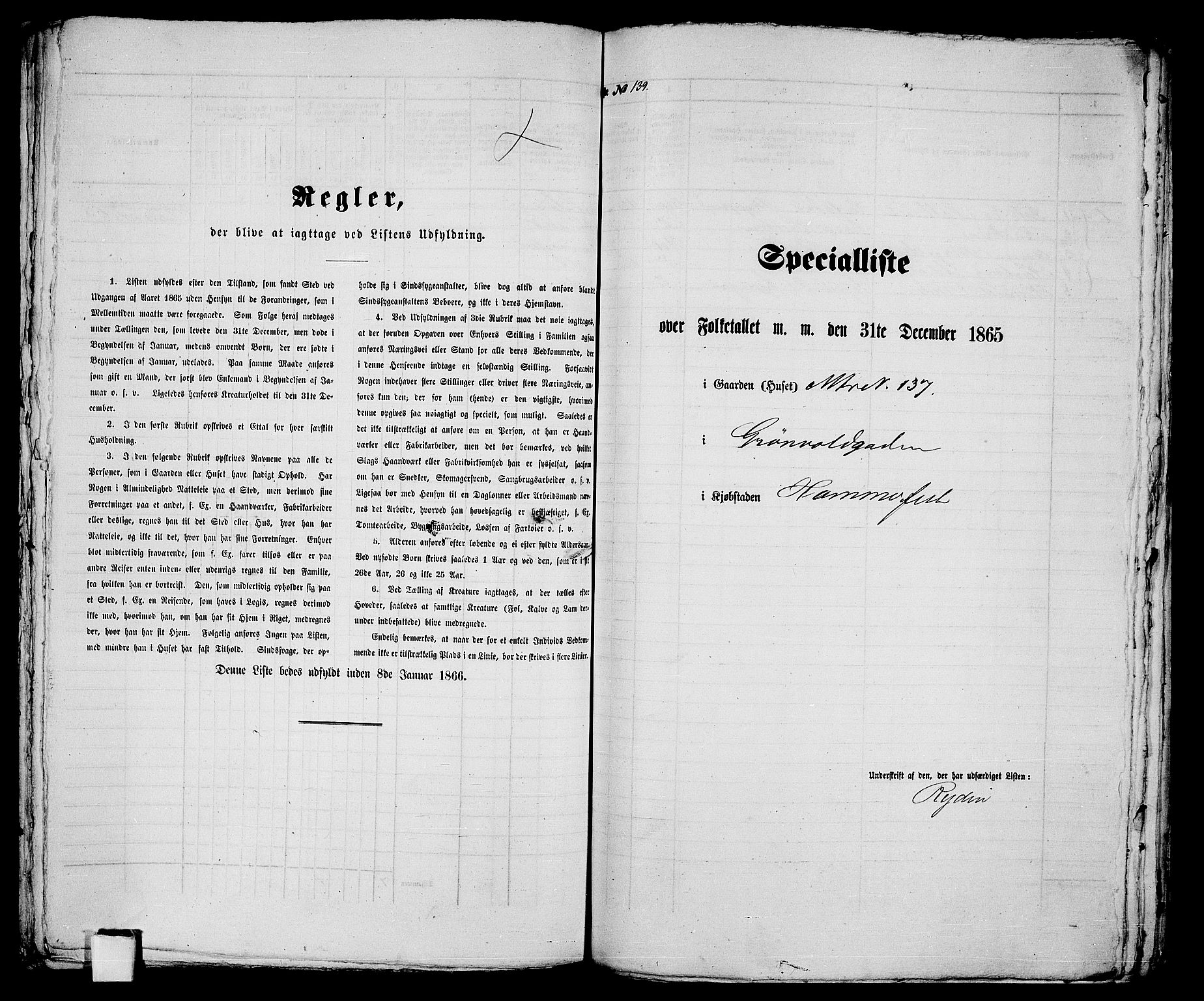 RA, Folketelling 1865 for 2001B Hammerfest prestegjeld, Hammerfest kjøpstad, 1865, s. 285