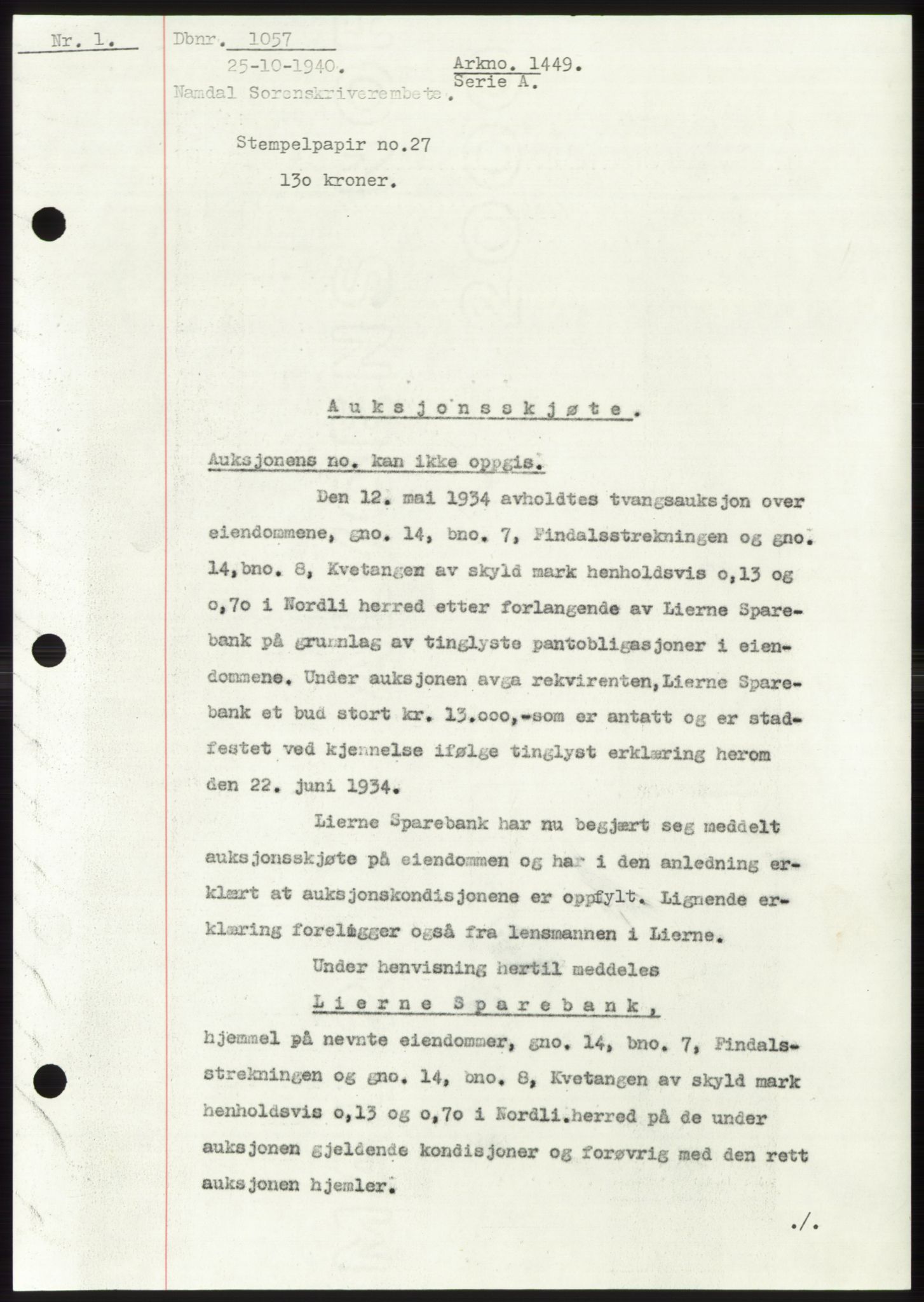 Namdal sorenskriveri, SAT/A-4133/1/2/2C: Pantebok nr. -, 1940-1941, Tingl.dato: 25.10.1940