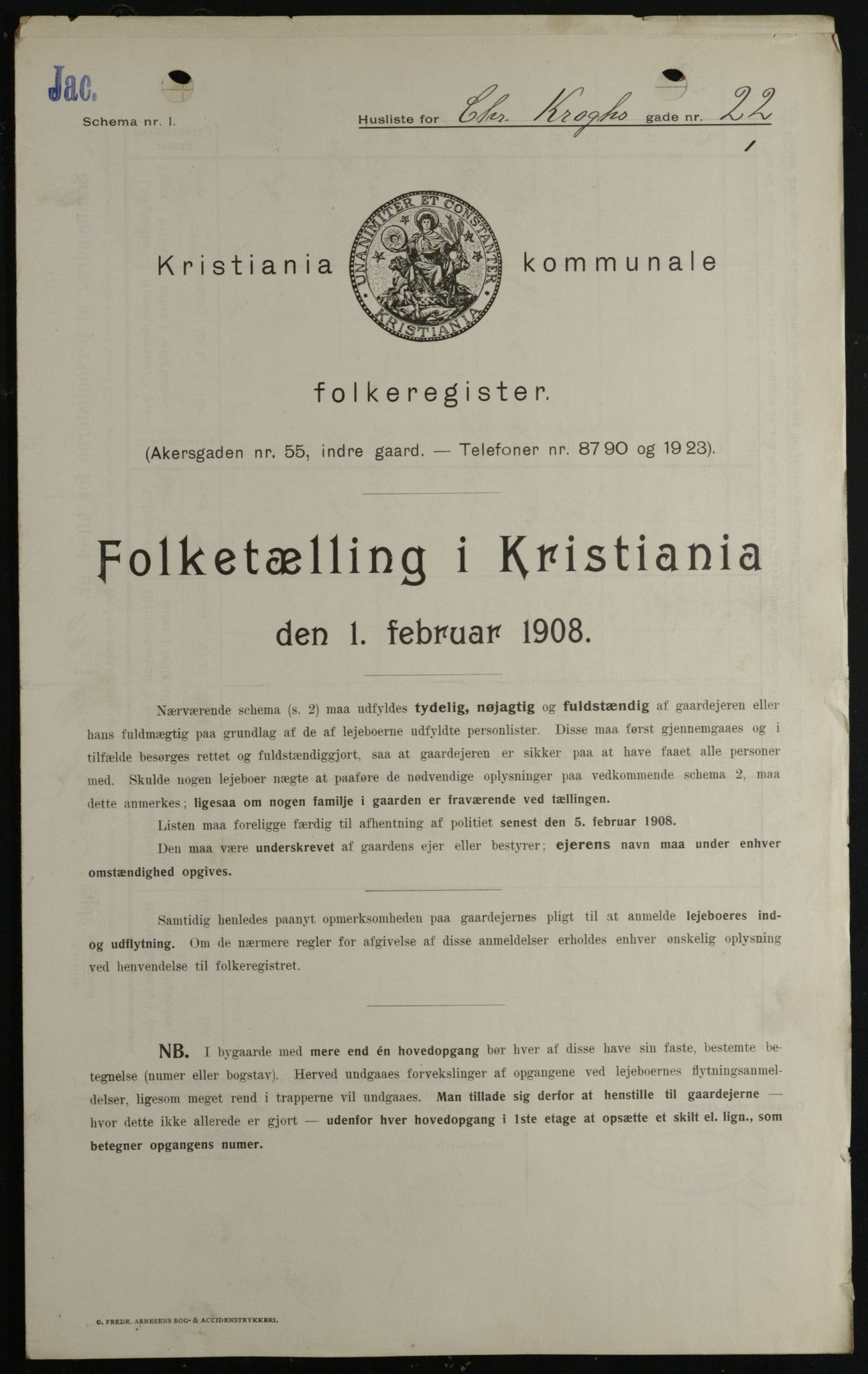OBA, Kommunal folketelling 1.2.1908 for Kristiania kjøpstad, 1908, s. 11118