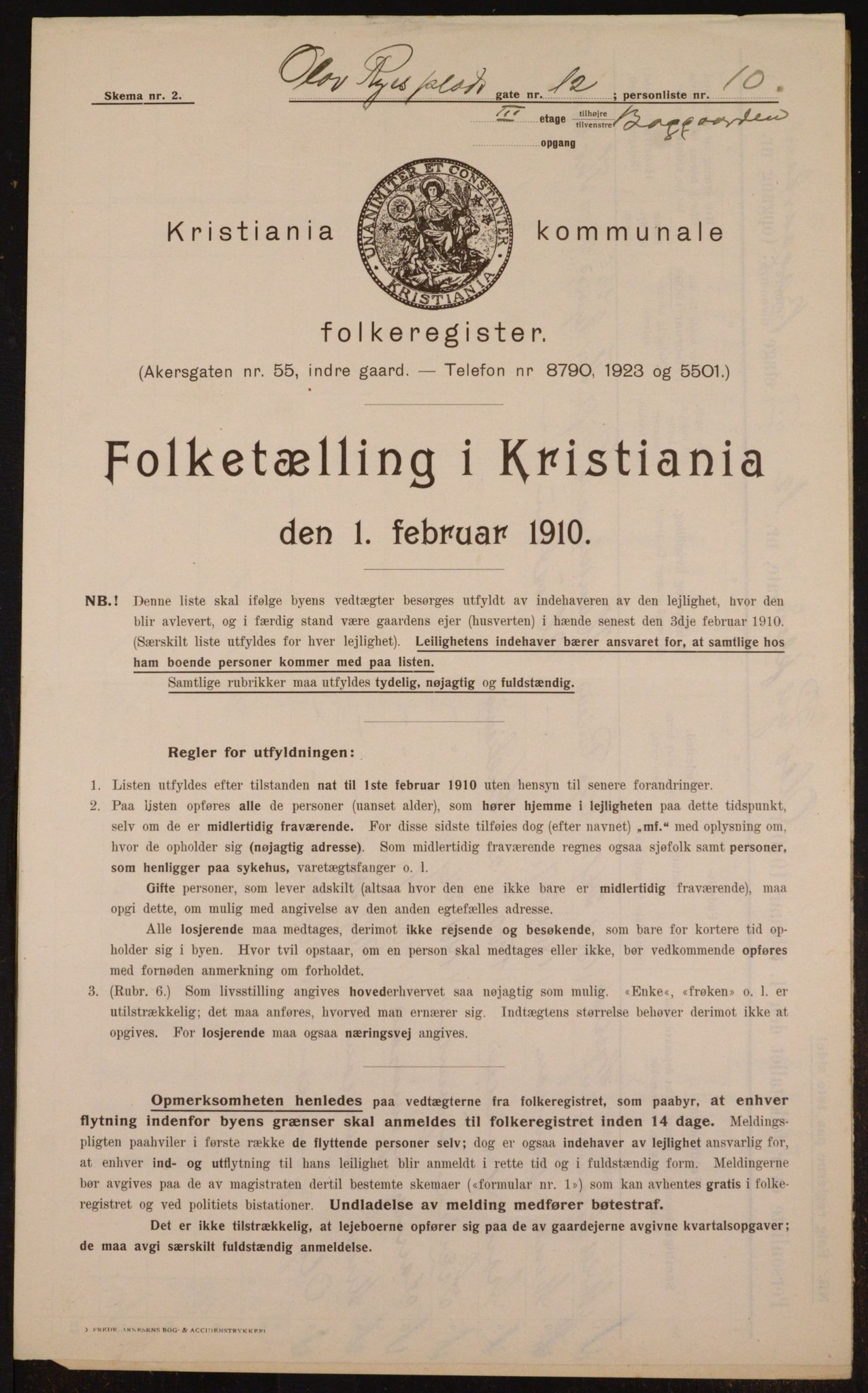 OBA, Kommunal folketelling 1.2.1910 for Kristiania, 1910, s. 72619