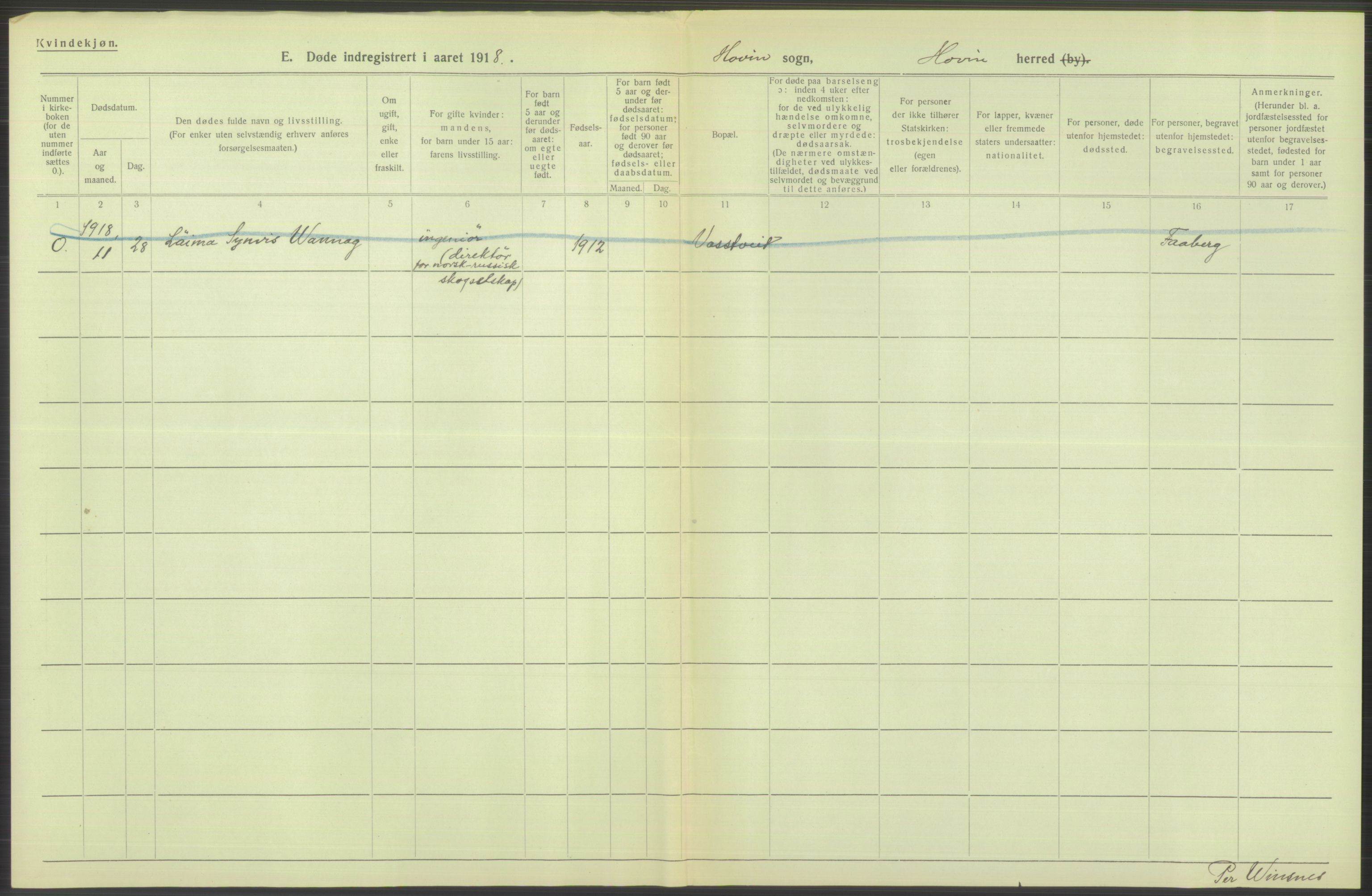 Statistisk sentralbyrå, Sosiodemografiske emner, Befolkning, AV/RA-S-2228/D/Df/Dfb/Dfbh/L0026: Telemark fylke: Døde. Bygder og byer., 1918, s. 284