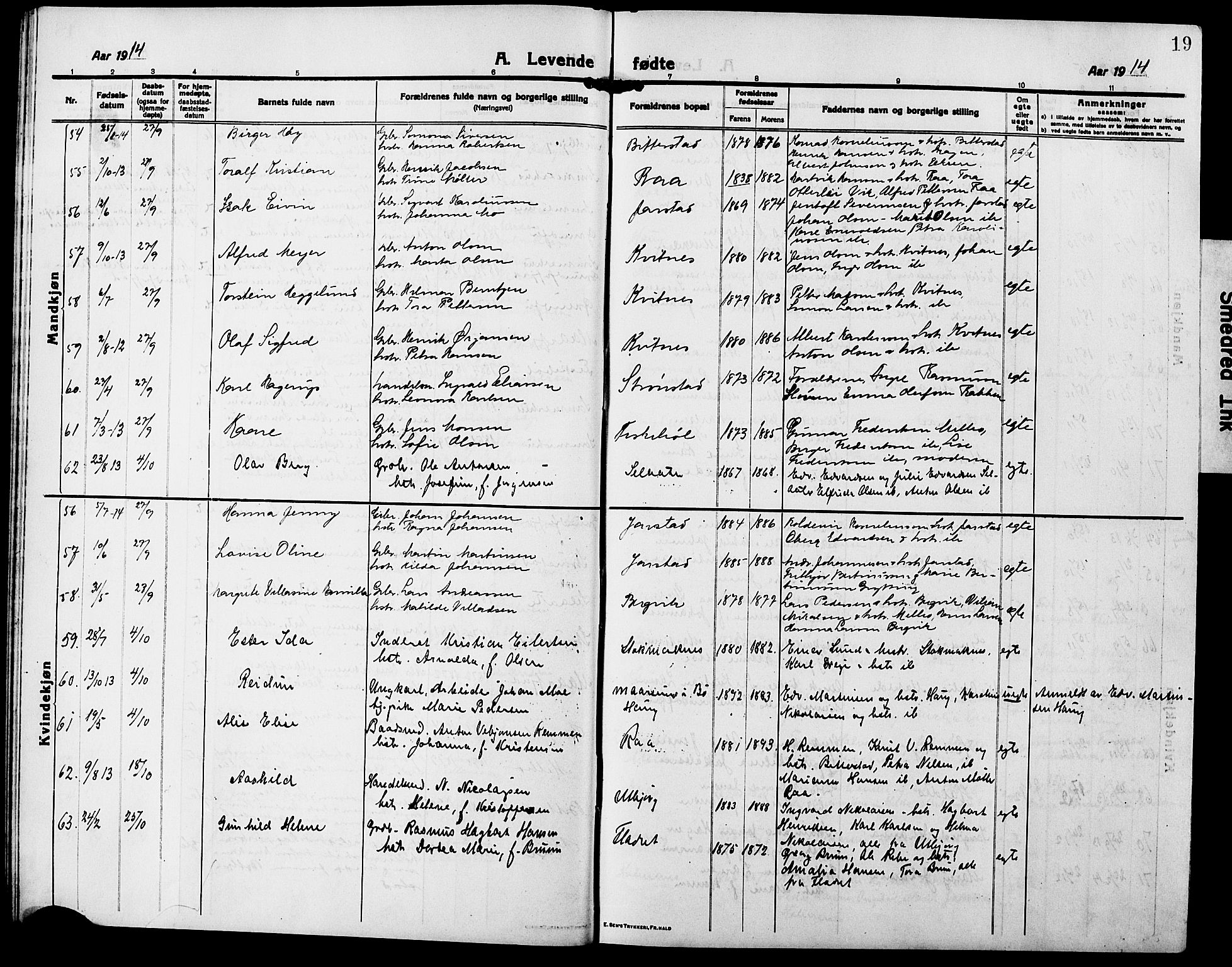 Ministerialprotokoller, klokkerbøker og fødselsregistre - Nordland, AV/SAT-A-1459/888/L1269: Klokkerbok nr. 888C07, 1913-1927, s. 19