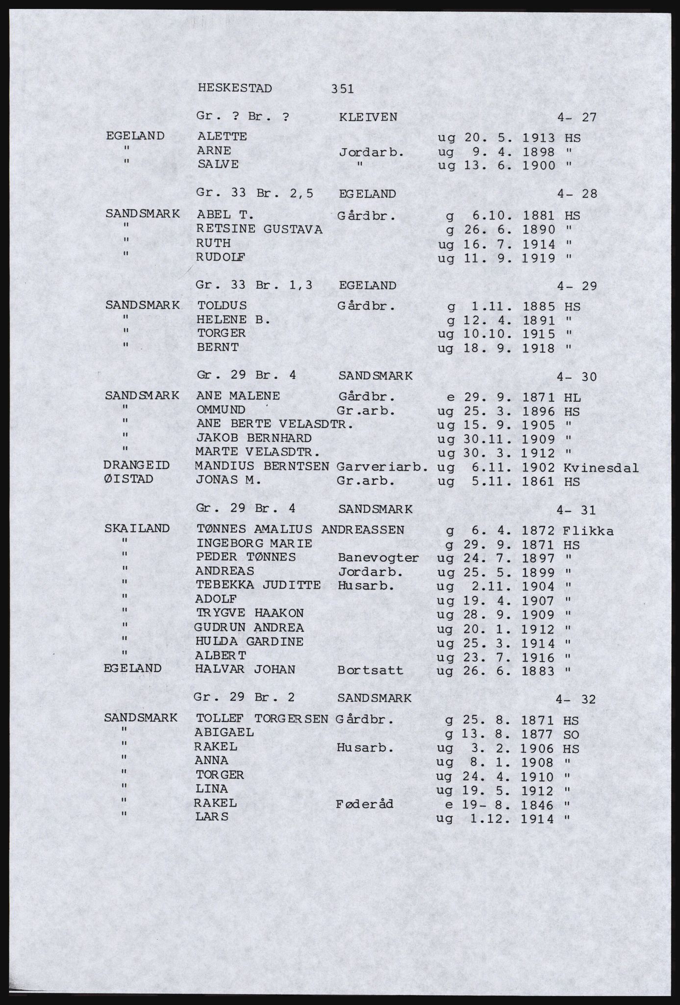 SAST, Avskrift av folketellingen 1920 for Dalane, 1920, s. 815