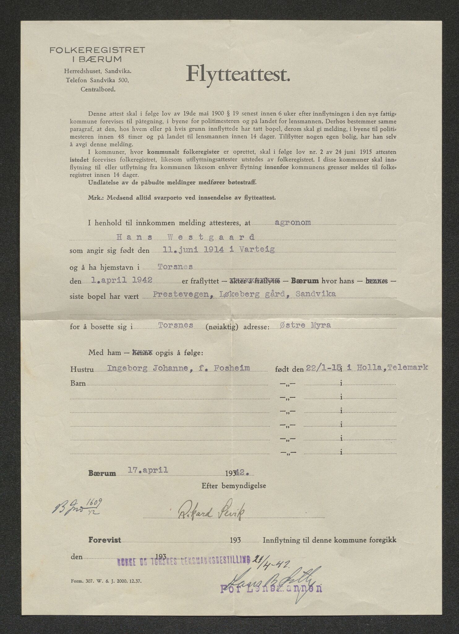 Borge lensmannskontor (Østfold), AV/SAO-A-10176/I/Ia/L0007: Protokoll over inn- og utflyttede i Torsnes fattigkommune, 1923-1943