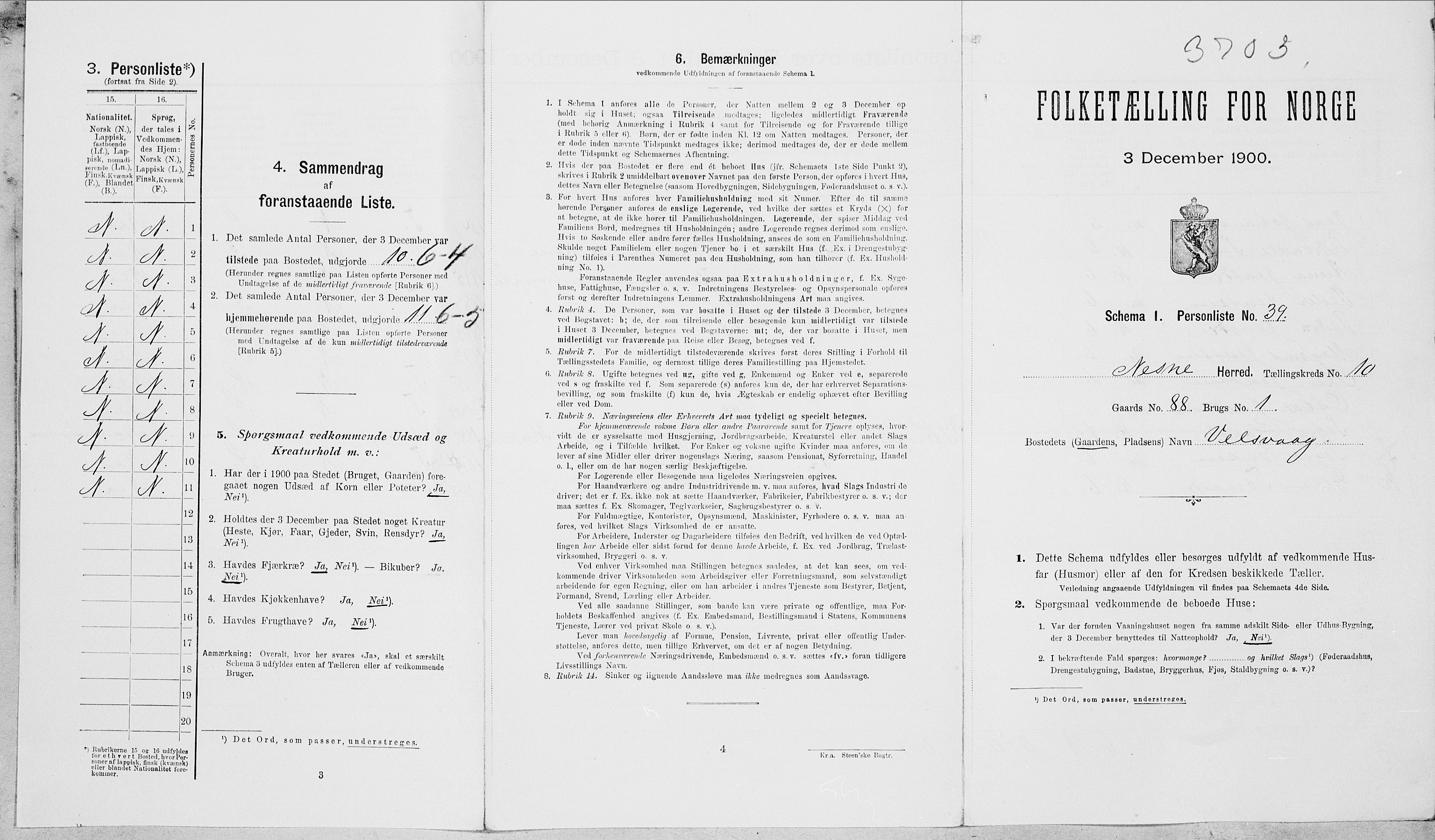 SAT, Folketelling 1900 for 1828 Nesna herred, 1900, s. 1035
