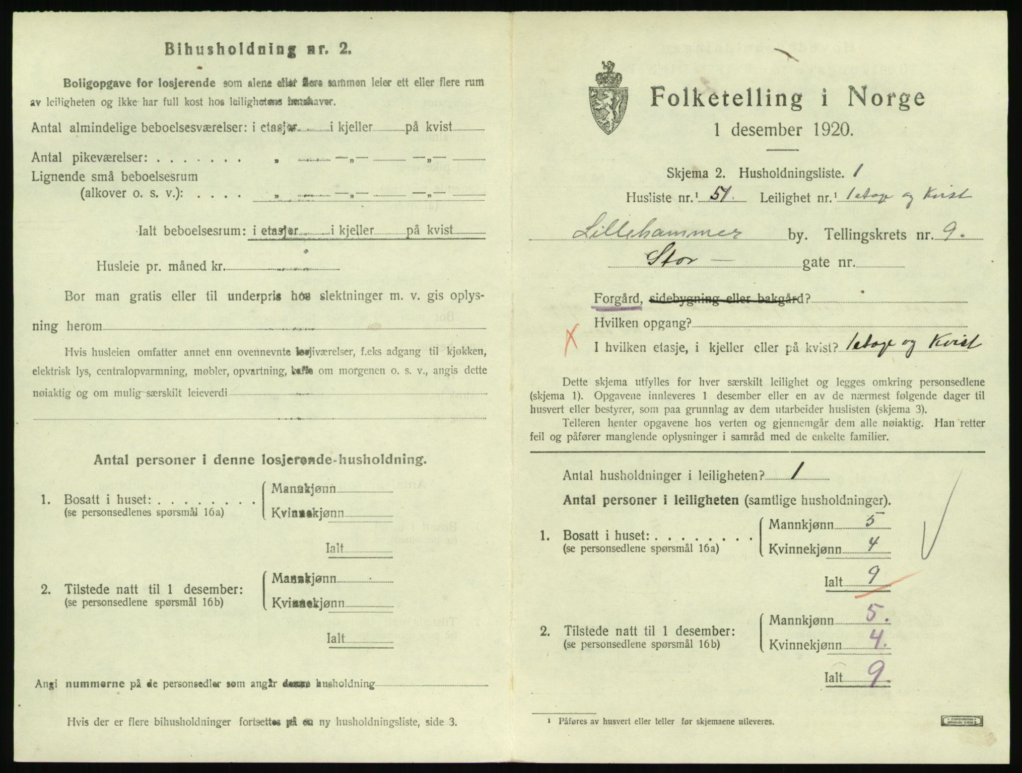 SAH, Folketelling 1920 for 0501 Lillehammer kjøpstad, 1920, s. 3192