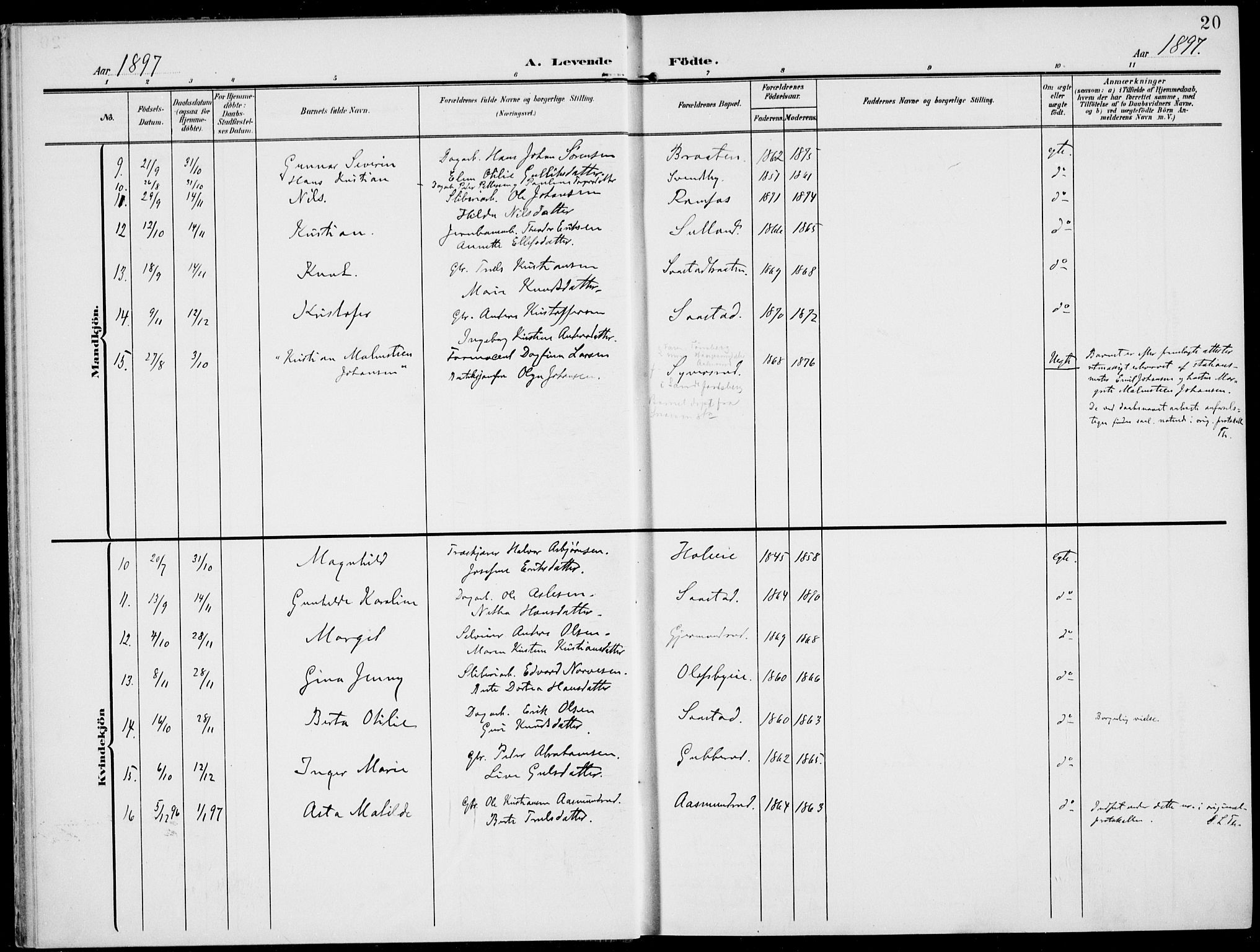 Modum kirkebøker, SAKO/A-234/F/Fa/L0019: Ministerialbok nr. 19, 1890-1914, s. 20