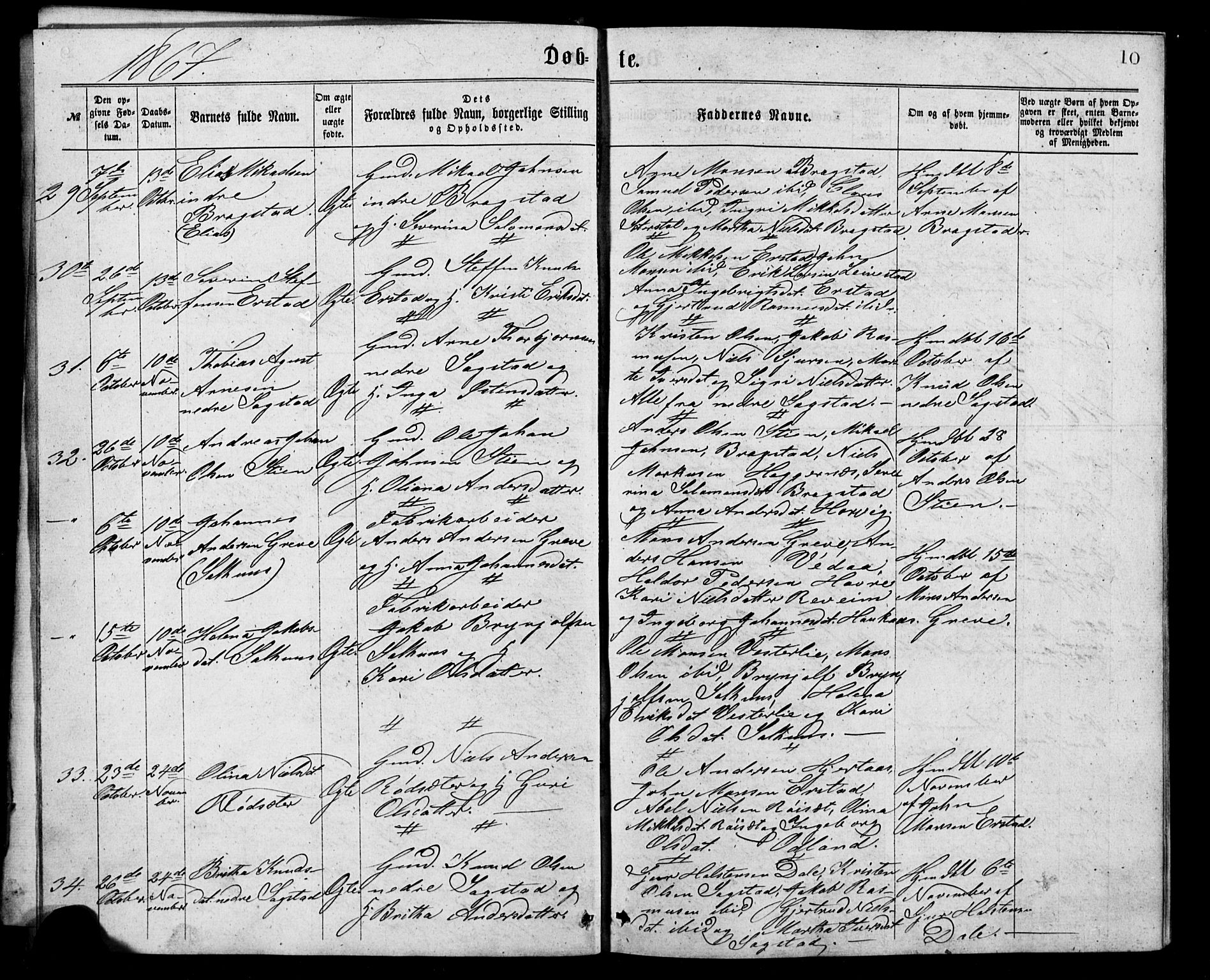 Alversund Sokneprestembete, AV/SAB-A-73901/H/Ha/Hab: Klokkerbok nr. C 2, 1867-1880, s. 10