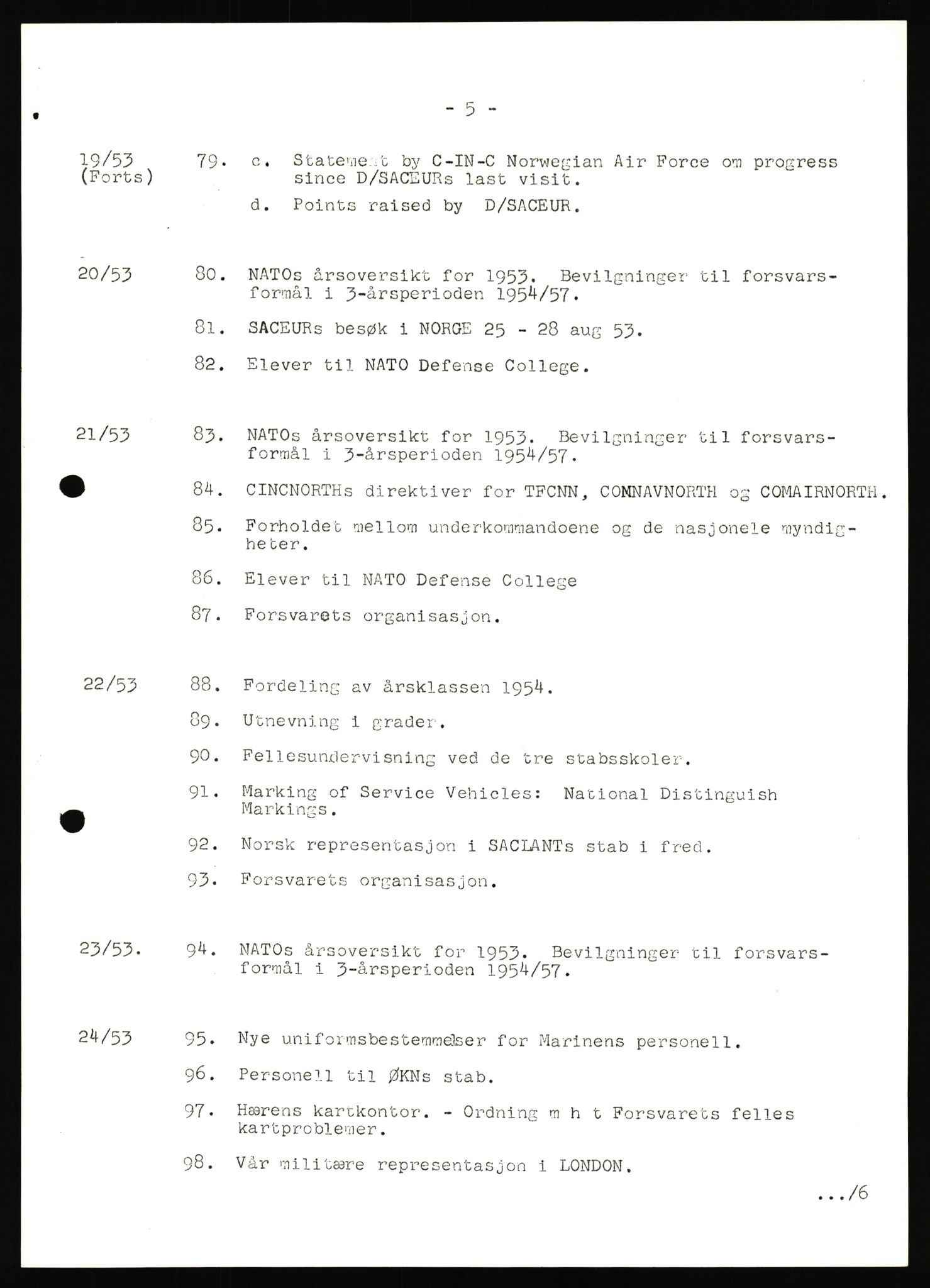 Forsvaret, Den sentrale sjefsnemnd, AV/RA-RAFA-6733, 1953-1956, s. 9