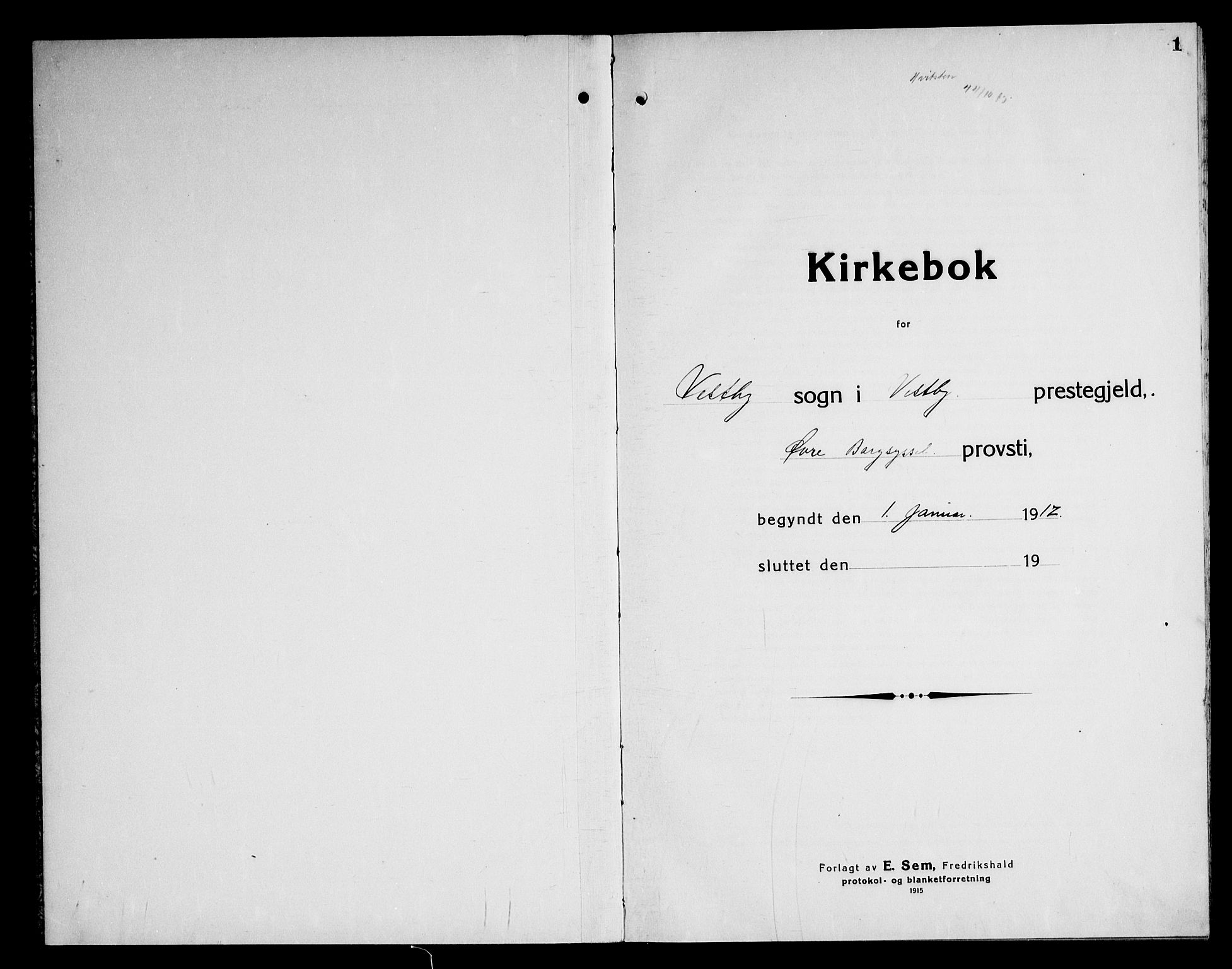 Vestby prestekontor Kirkebøker, SAO/A-10893/G/Gc/L0001: Klokkerbok nr. III 1, 1917-1945, s. 1