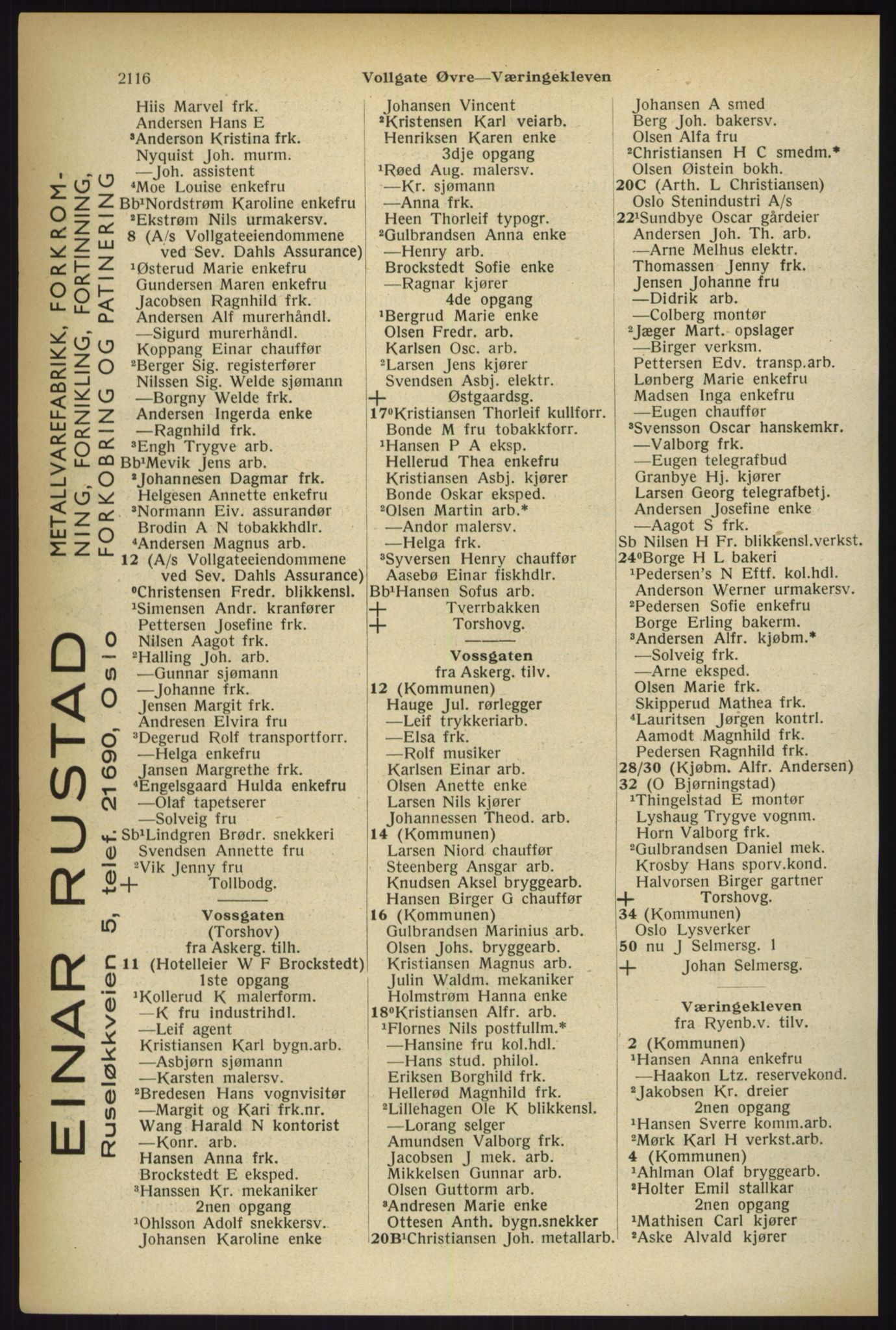 Kristiania/Oslo adressebok, PUBL/-, 1933, s. 2116