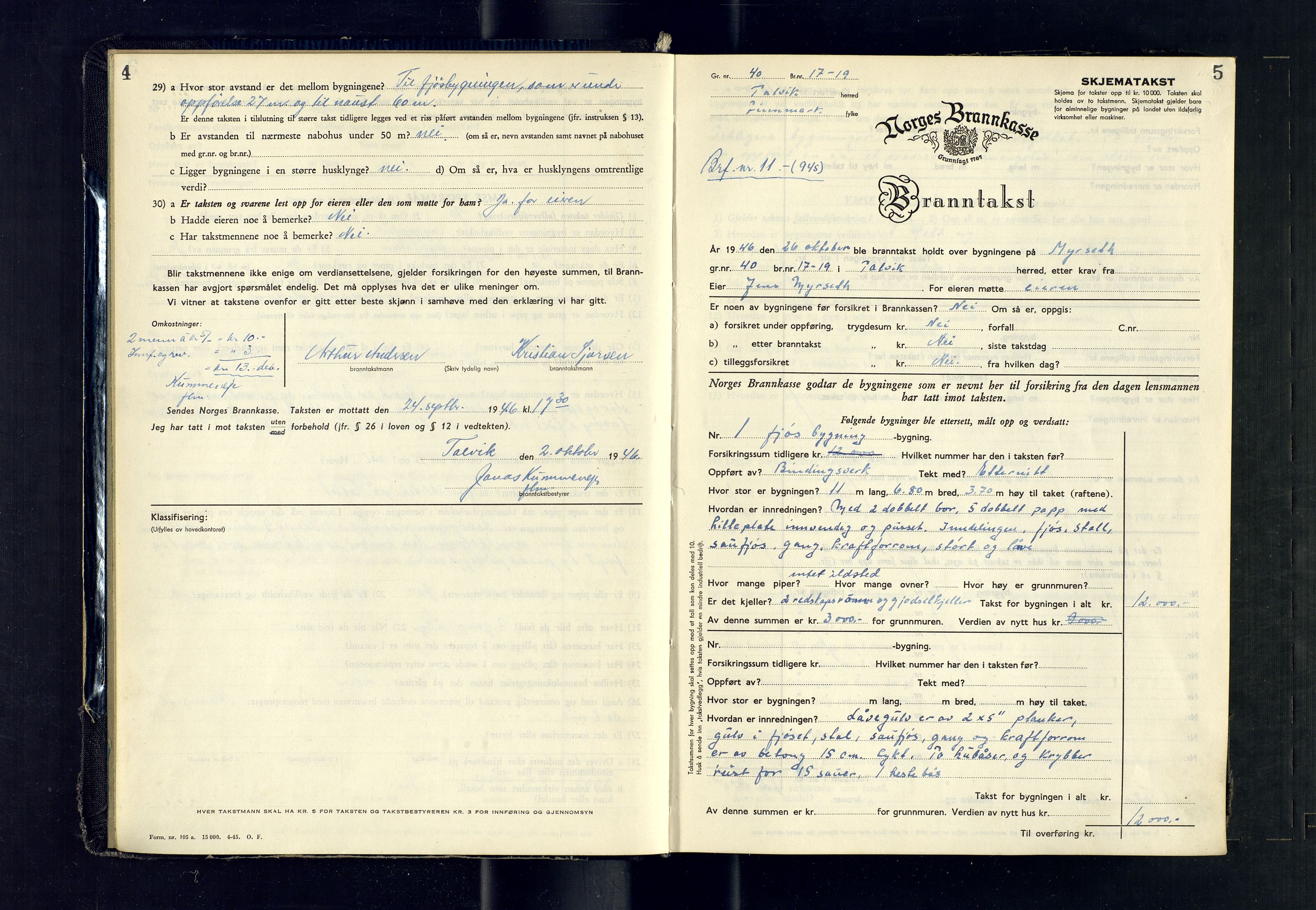 Alta lensmannskontor, AV/SATØ-S-1165/O/Ob/L0180: Branntakstprotokoll, 1949, s. 4-5